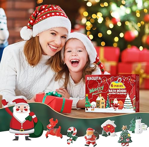 Miniatura 6 de MAQUITA Caja ciega de bombas de baño de Navidad, bombas de baño hechas a mano con aceites esenciales naturales, con sorpresa en el interior, cajas
