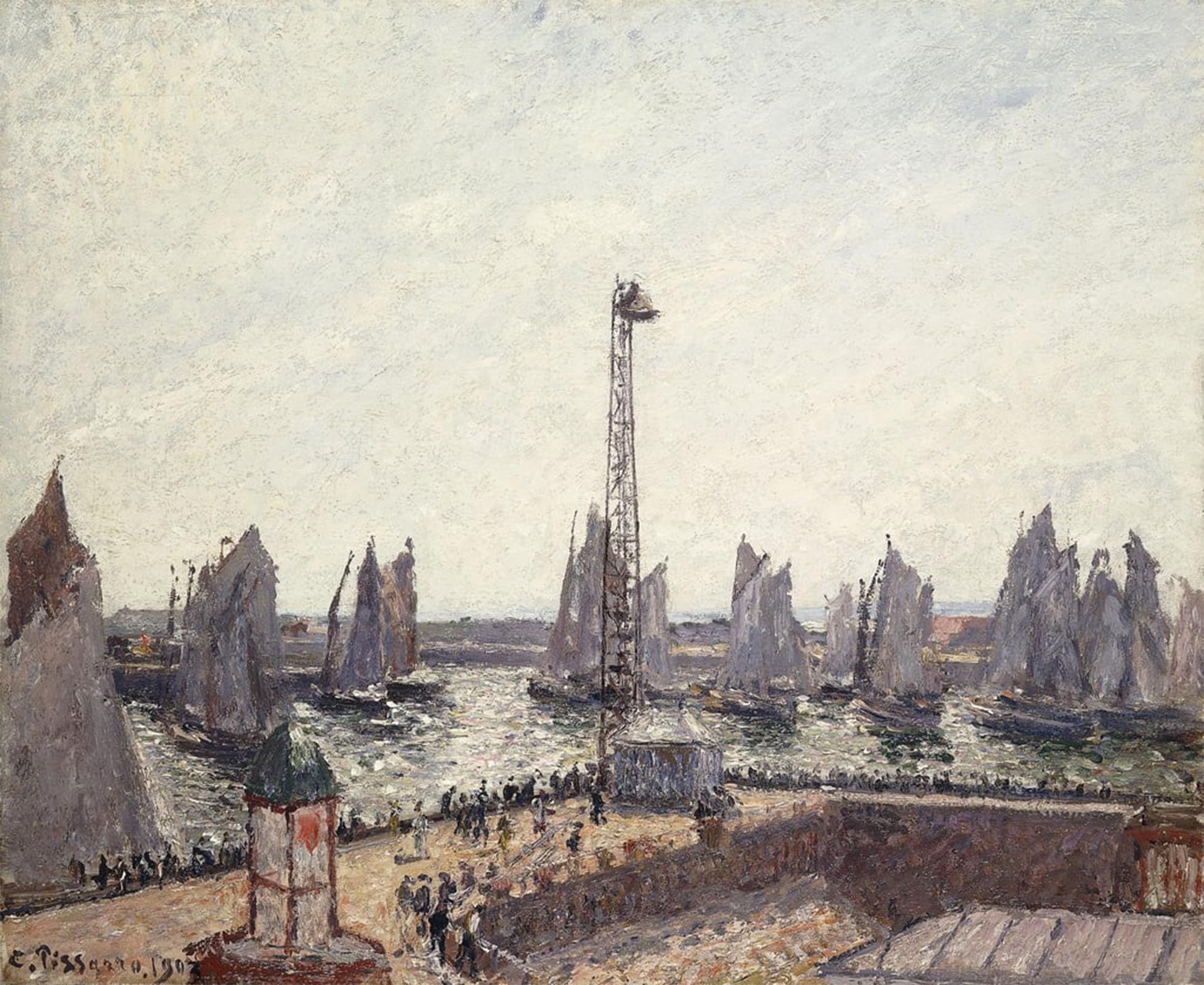 SERENDIPITP Vintage Picture Print on Canvas Wall Art Poster Outer Harbor and Cranes Le Havre by Camille Jacob Pissarro Artwork Print Poster for Wall Decor 60x90cm