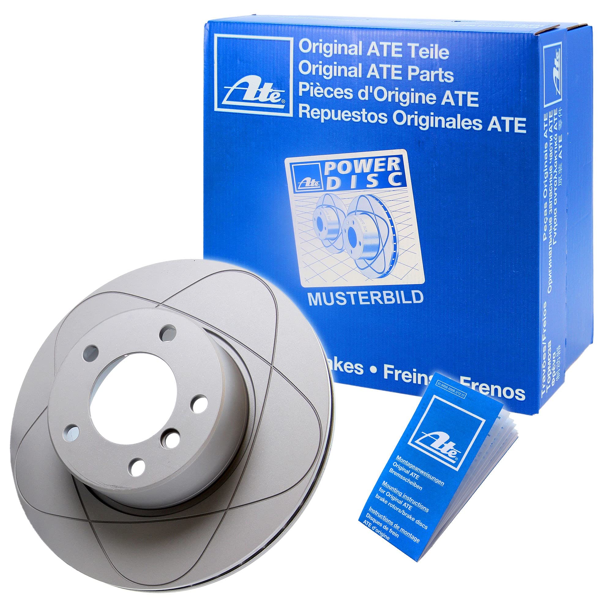 2x ATE Disco de freno Trasero Ø255mm Altura: 40mm Espesor: 12,0mm Corona de Agujeros - Ø: 112,0mm macizo 24.0312-0148.1 Compatible con AUDI A4 B7 Avant 8ED A4 B6 Avant 8E5 A4 B6 Sedán 8E2
