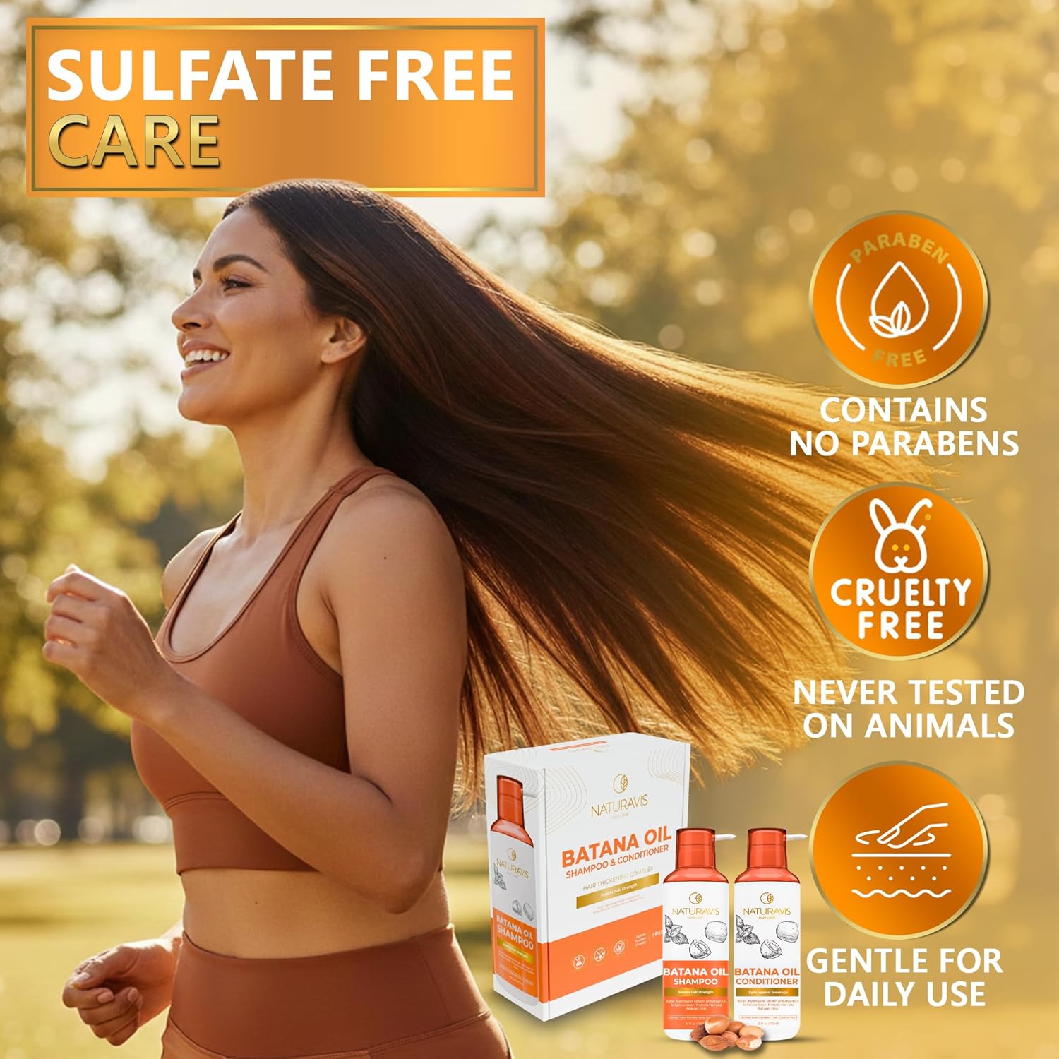 Batana Oil Shampoo and Conditioner Set - Sulfate Free Volumizing Formula for Fine Hair - Thickening Salon Quality - Paraben Free Blend for Thin Hair - For Women and Men - 16 Fl Oz (Set of 2)