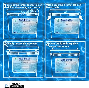 Pool Shock by Pyrock Chemical Aqua Org Plus - 65% Granular Cal Hypo - Swimming Pool Shock for In-Ground, Above Ground, Spas & Hot Tubs (24 x 50 lb Pail)