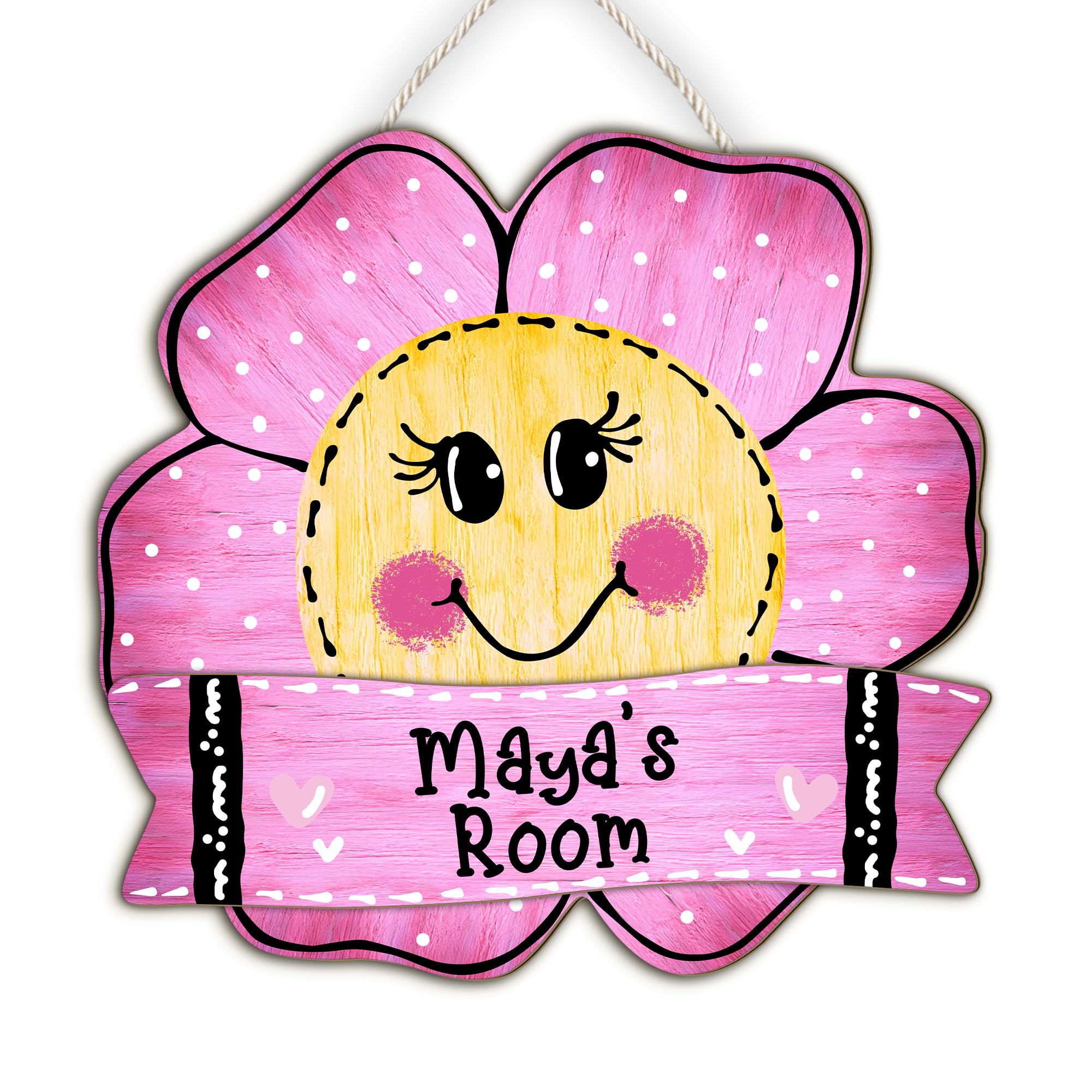 Personalized 3D Wooden Name Sign for Nursery Wall Decor, Customized Name Sign Baby Kids Room Decor, Baby Nursery Pink Flower Name Sign, Custom Wooden Name Sign for Baby Girl Bedroom Door Decor