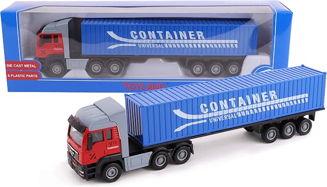 Toyland® 28cm Toy Lorry & Trailer - Diecast - Model Toys & Vehicles Assorted Designs (Container Lorry)