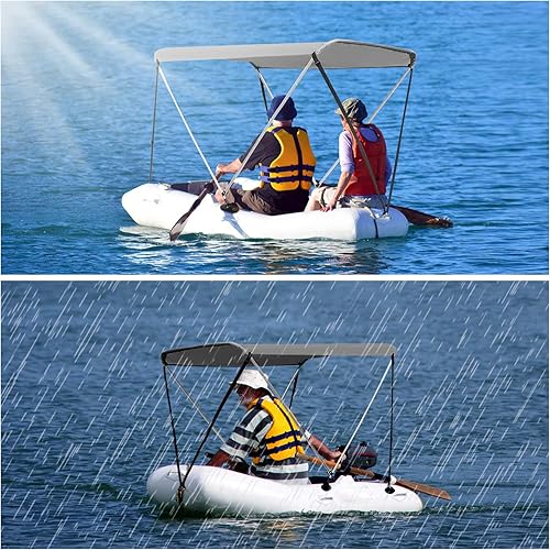 Miniatura 2 de DoCred Cubierta plegable Bimini para cubierta superior de barco, cubierta de toldo con 2 arcos (63 pulgadas de largo, 39 pulgadas a 55 pulgadas de