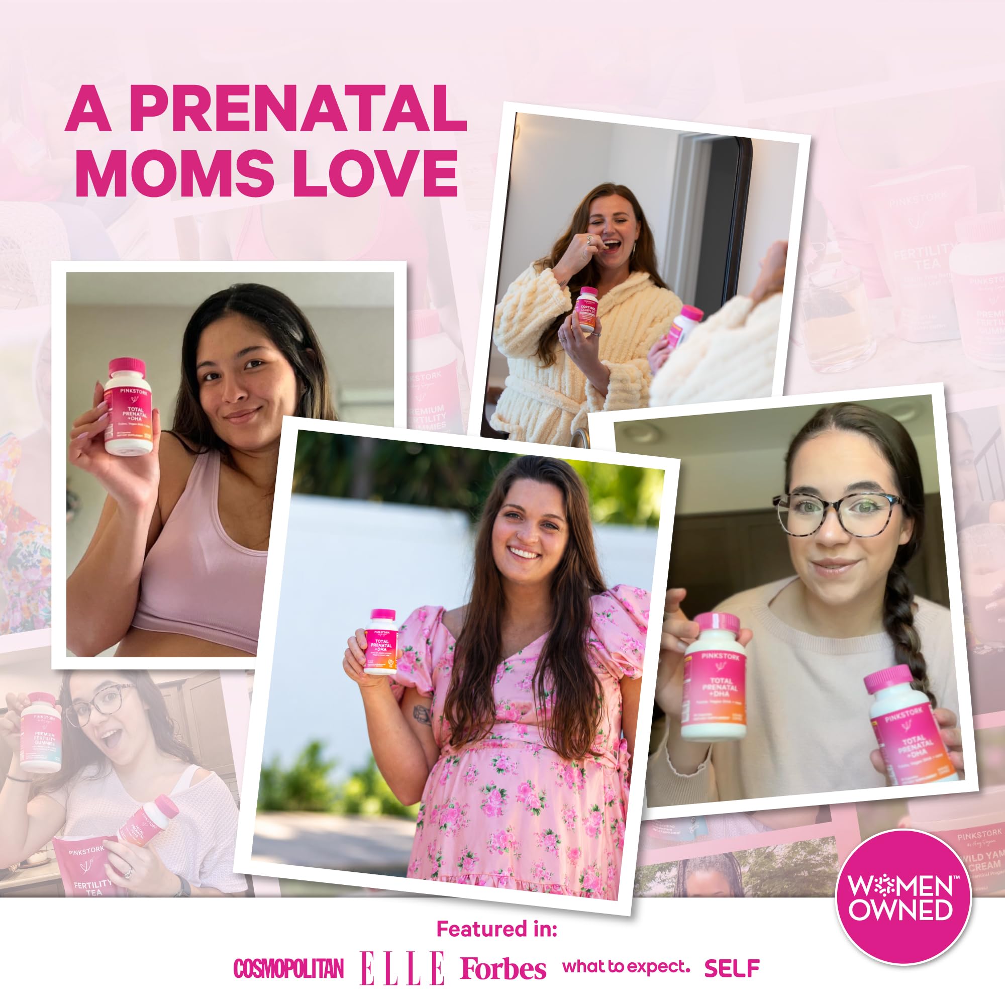 Pink Stork Total Prenatal Vitamin + DHA, Iron, Folate | Clean Label | 60 ct — Amazon image 4