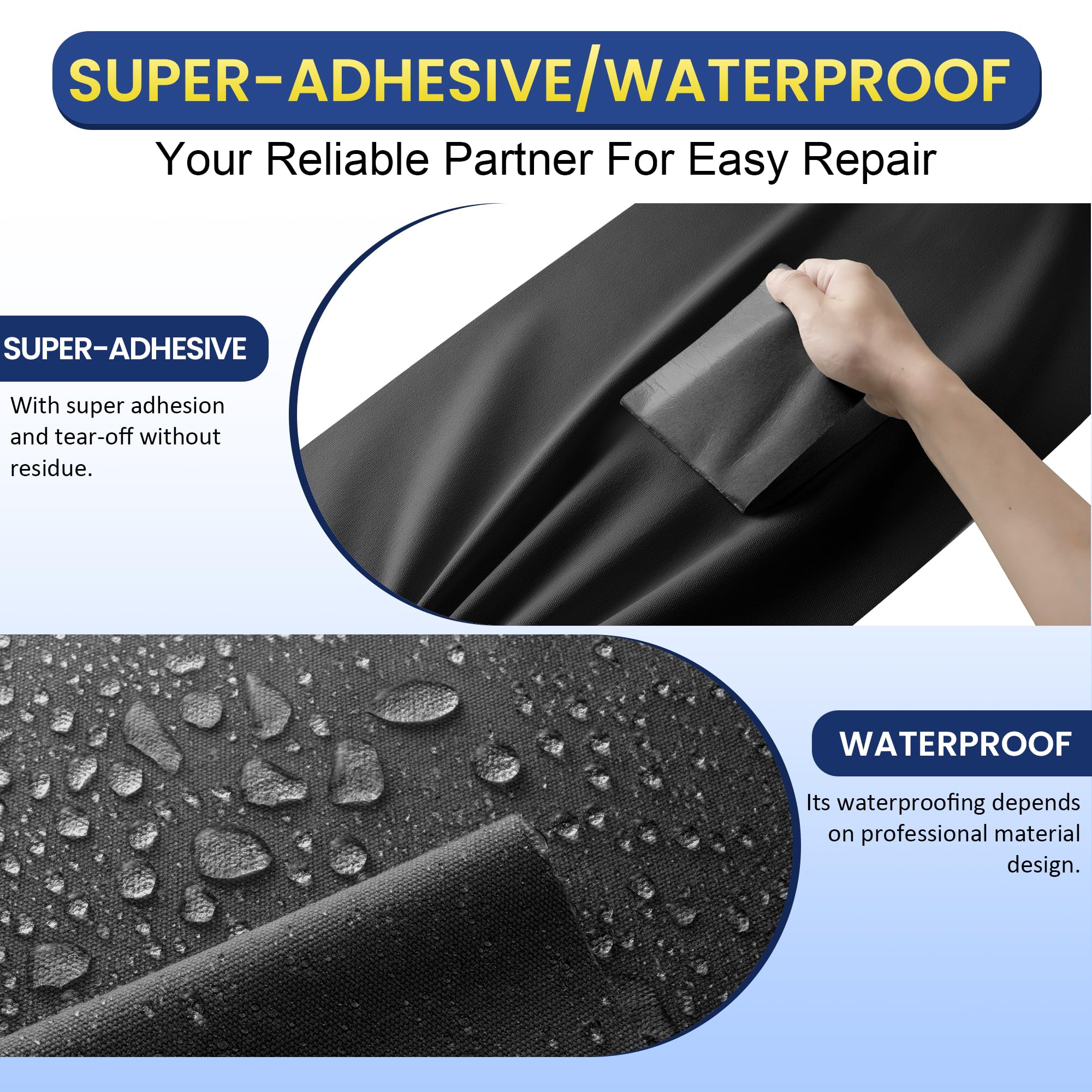 Tissu Autocollant Réparation 8x160 Cm Imperméable Canapés, Bateaux