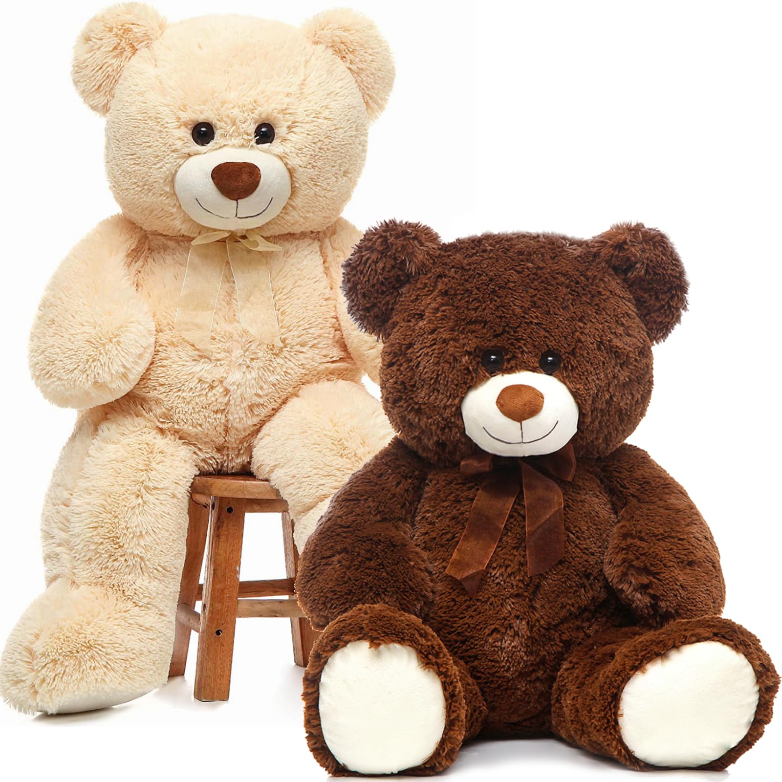 MorisMos 2-Pack Giant Teddy Bear Stuffed Animal Plushies 35 4Beige Large Teddy Bear Soft Big Brown Teddy Bear