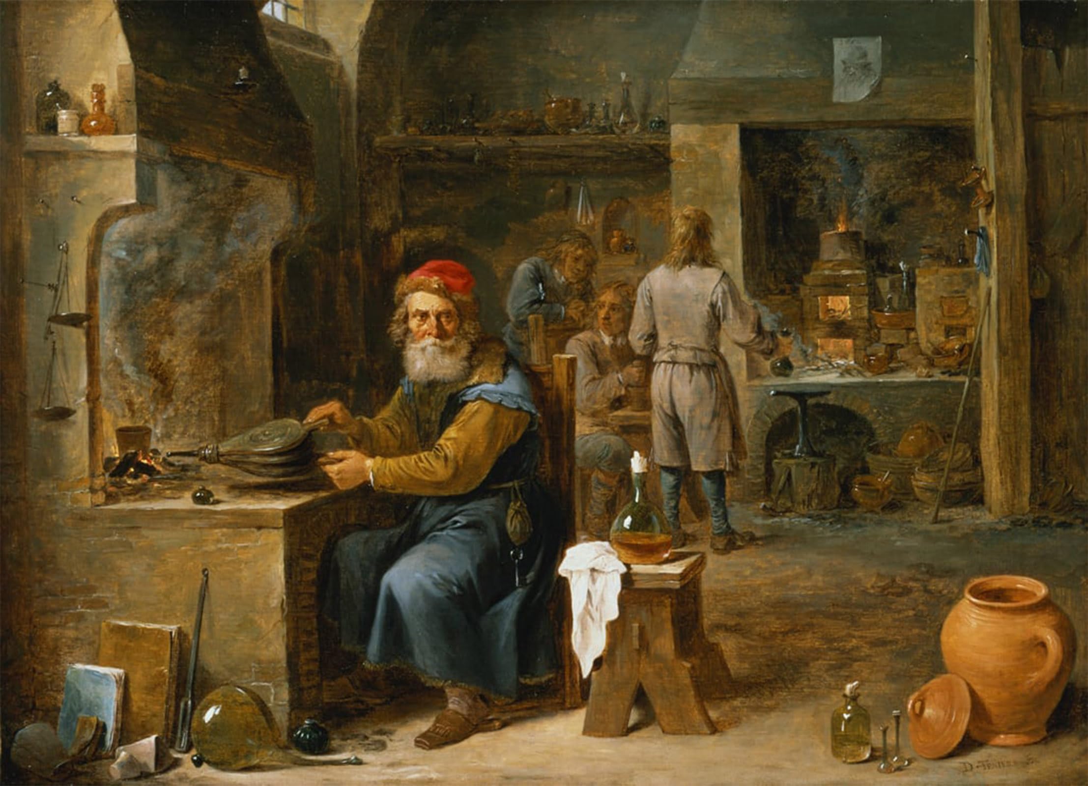 RZHRHJES Vintage Picture Wall Picture Painting Print Poster the Alchemist by David Teniers the Younger Abstract Wall Art Painting for Home Decor 60x90cm