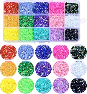 RODAKY 8400Pcs Jelly Nail Rhinestones for Nail Art Crystal Gems Stones 15 Colors 4MM Flatback Bulk AB Crystal Rhinestones for Crafts Diamond Jewelry Decoration Design Charms DIY Crafts Clothes Shoes