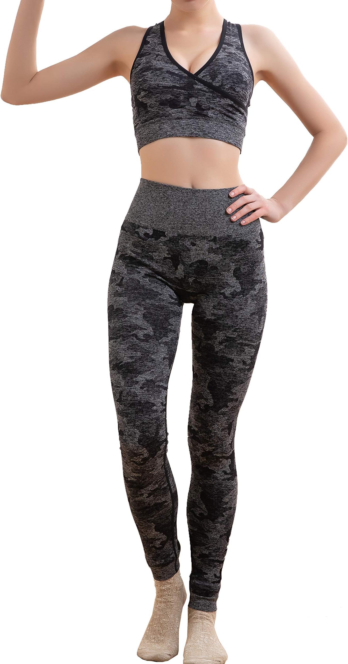 Women's Camo Leggings Gym Sportswear Yoga Pants Running Training Fitness Activewear