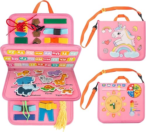 Montessori Toys  Tablero ocupado  Juguetes sensoriales para niños pequeños de 3 a 4 años, juguetes de viaje para niños, juguetes educativos para