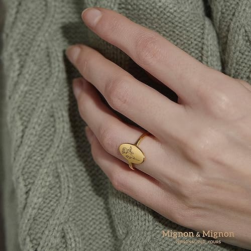 Miniatura 6 de Birth Month Flower Personalized Engraved Ring Best Gift For Her Custom Jewelry Best Friends Mothers Day Gift Gold Ring - OR-FL