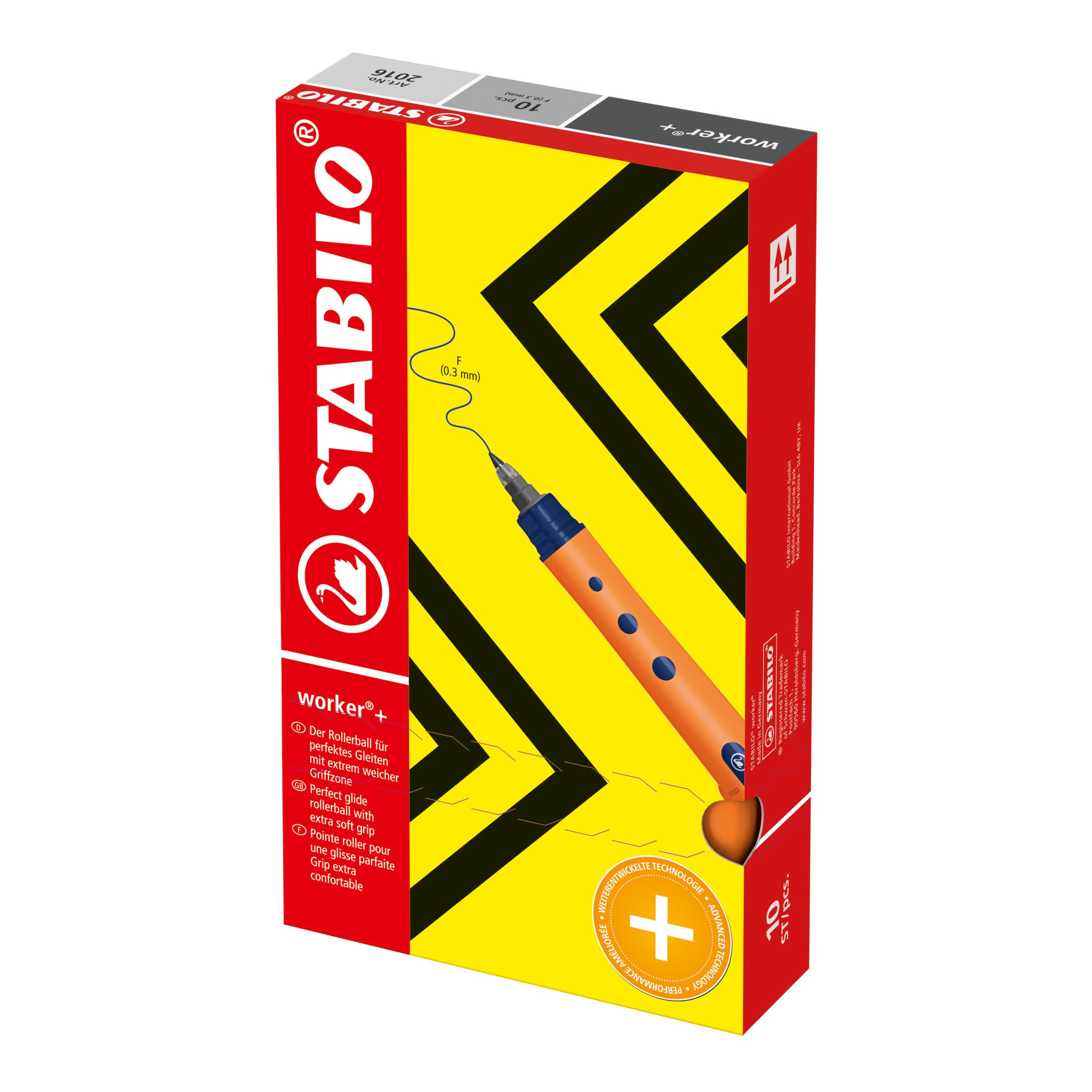 STABILO - Tintenroller - worker+ - fein - 10er Pack - blau