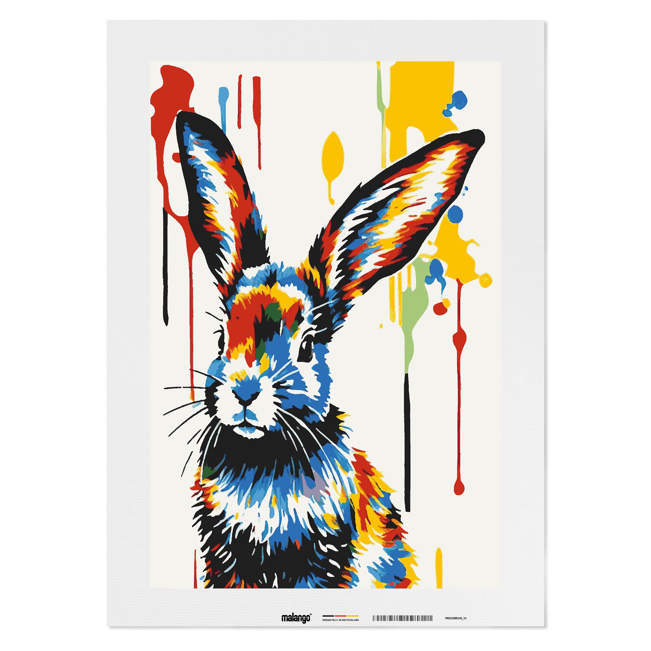 Malen nach Zahlen Erwachsene - Hase Hans 60 x 40 cm Verschiedene Größen Premium-Malset mit Rahmen, Hergestellt in unserer Produktion in Deutschland, Kreative