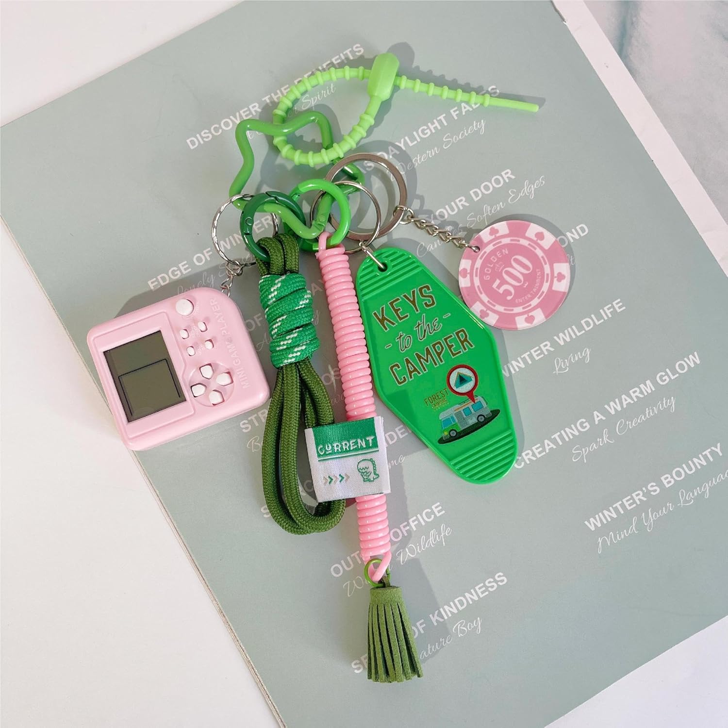 QTMY Cute Games Console Braided Keychain Bag Charms for Handbag Purse Backpack Accessories Bogg Bag,445 - Image 3