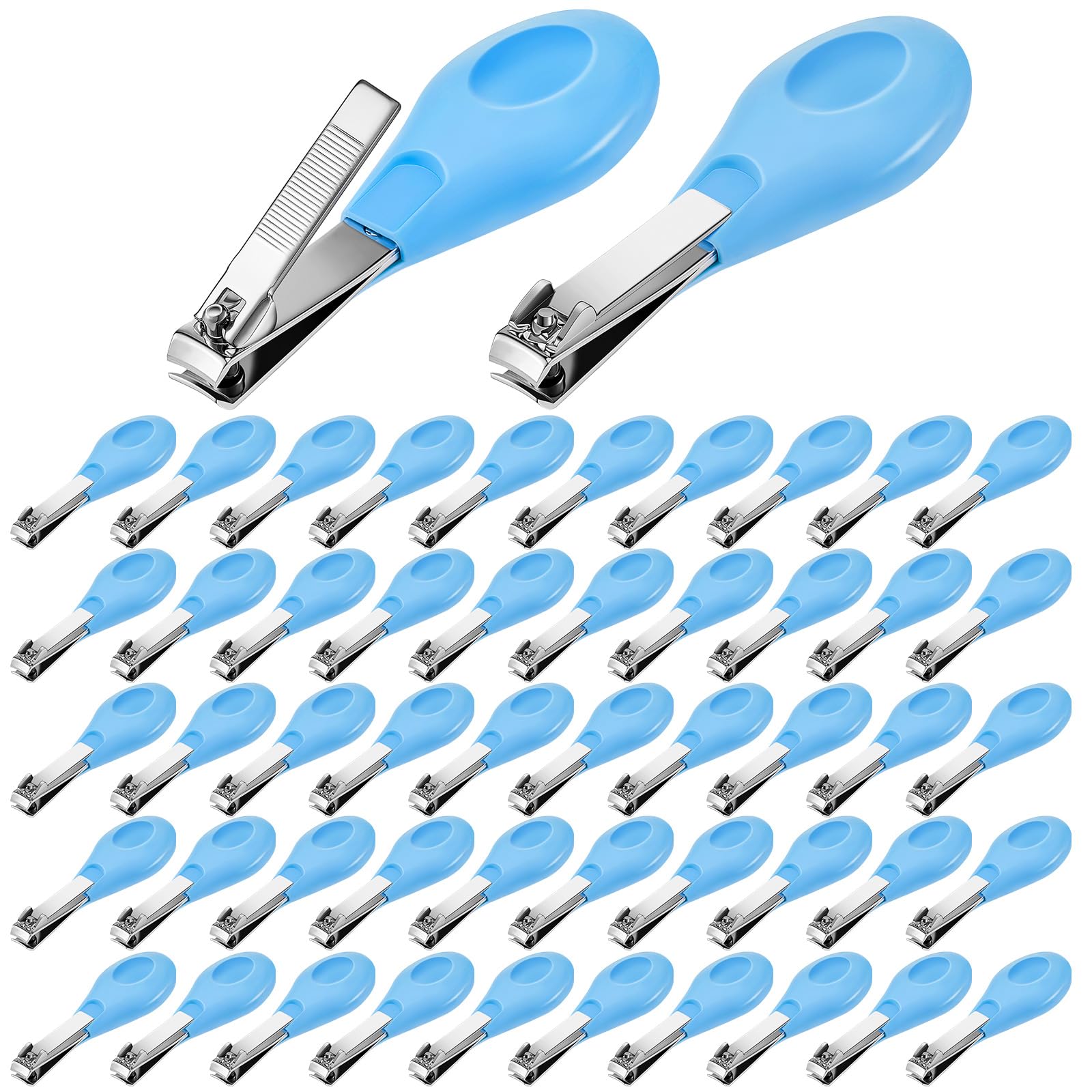 Tagliaunghie per bambini, pieghevole, in acciaio inox, blu, per neonati, casa, viaggio, asilo nido (blu, 50 pezzi)