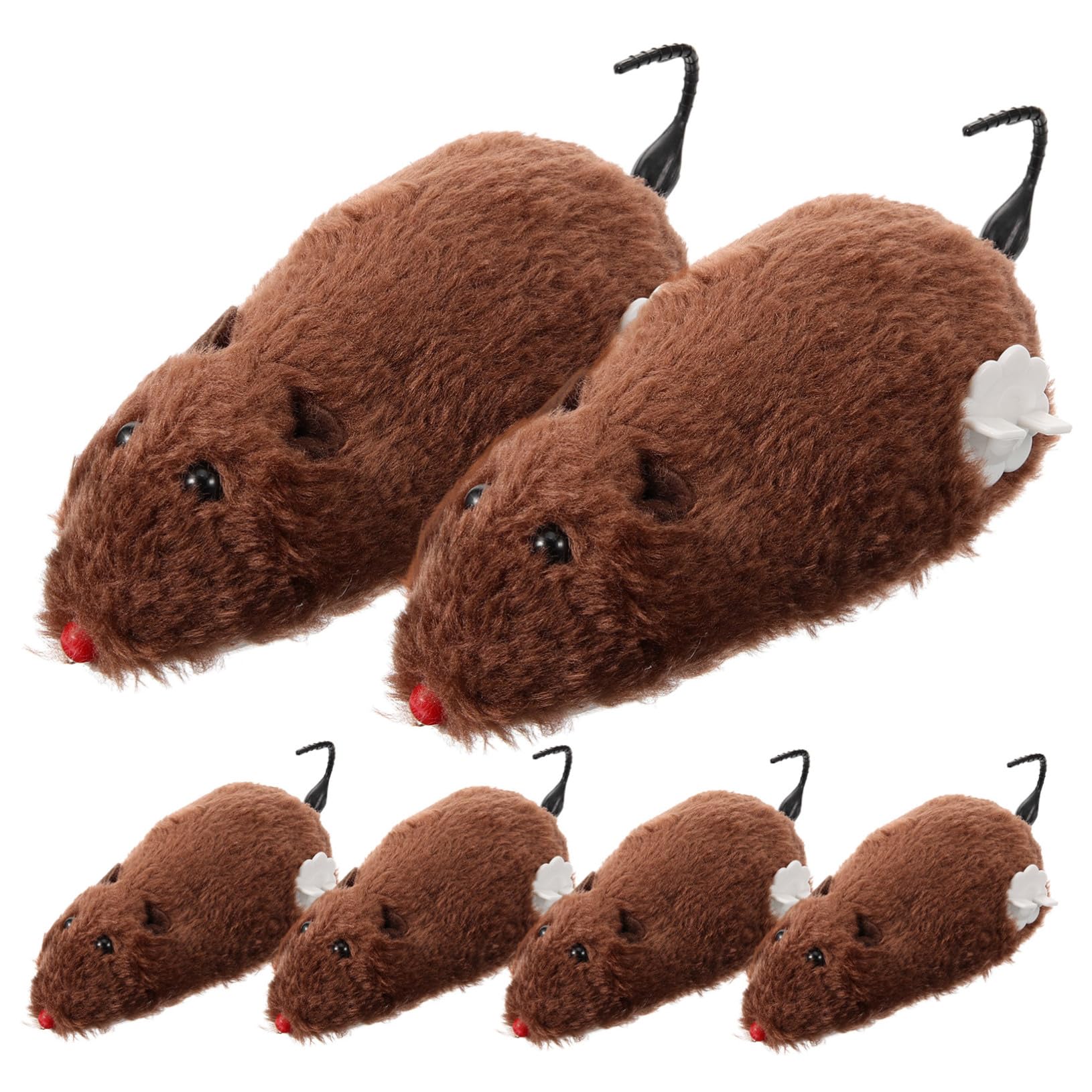POPETPOP 6Pcs Wind Up Plush Mouse Clockwork Cat Tease for Active Play Random Color Engaging Pet Supplies for Healthy Feline Fun and Halloween Pranks