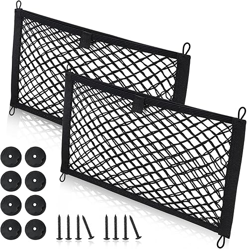 Red de carga de malla universal para almacenamiento de maletero de automóvil, paquete de 2 bolsas elásticas pequeñas de red de carga organizadora,