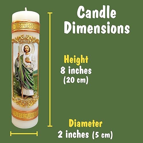 Miniatura 2 de Vela devocional en relieve de San Judas Tadeo con calcomanía Cirio de San Charbel con Repujado Vela de pilar sin perfume regalo religioso católico