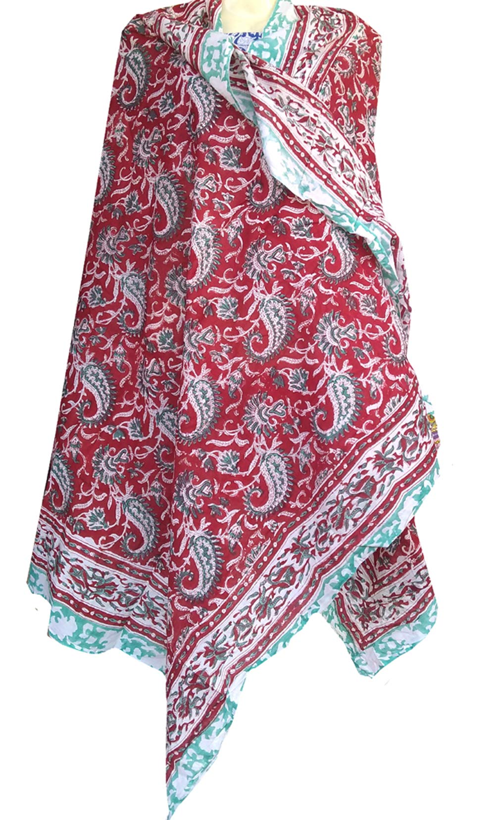 craft n copper Pure Cotton Hand Block Print Sarong Womens Swimsuit Wrap Cover Up Long (73" x 44") Multi, Multi, 73 x 44 inch-picture-24