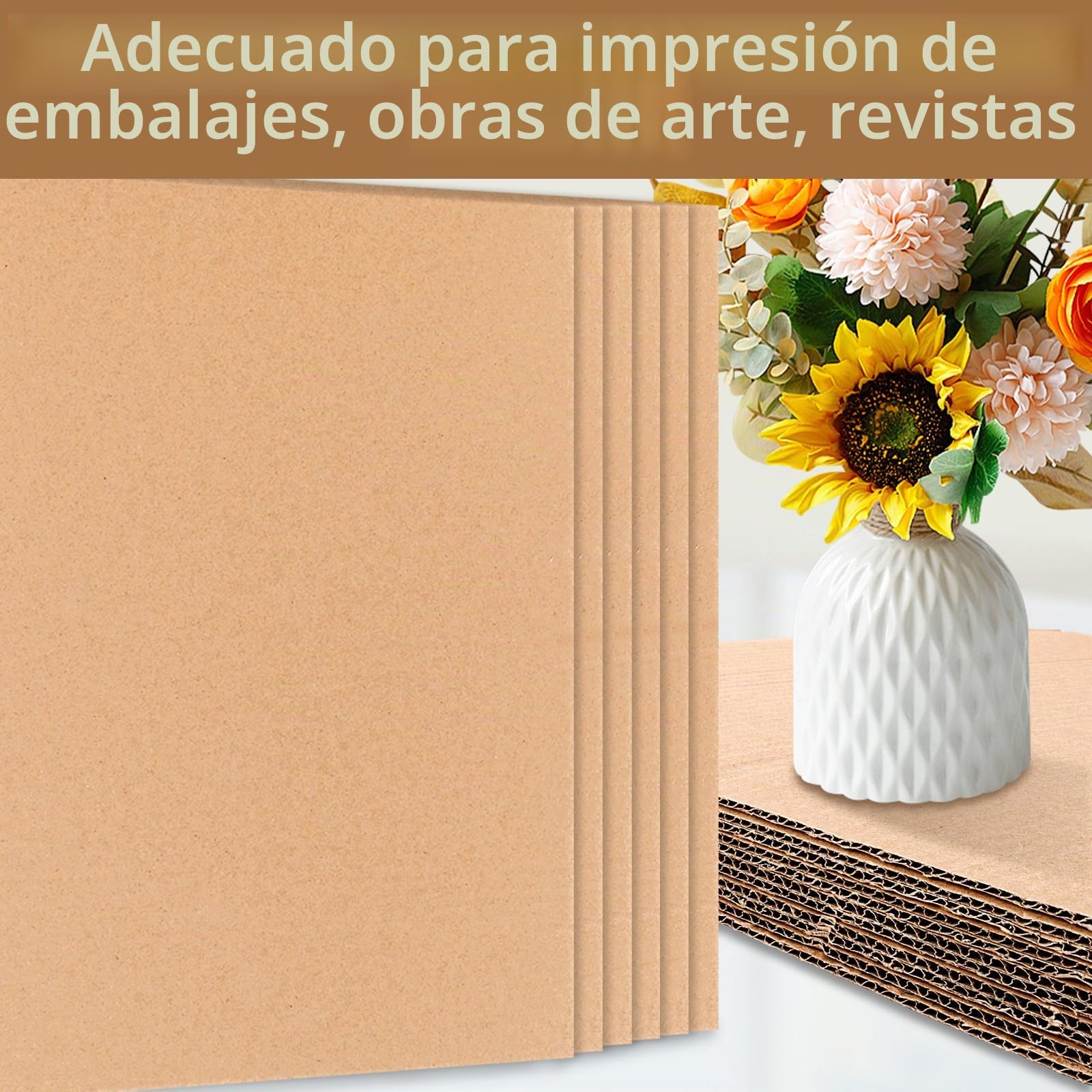 AKOLAFE 40 Piezas Carton Ondulado Kraft 29 x 40 cm, Carton Manualidades de 3 mm Papel Kraft 3 Capas para Embalaje Maquetas Cortar Doblar Pintar Proyectos Escolares