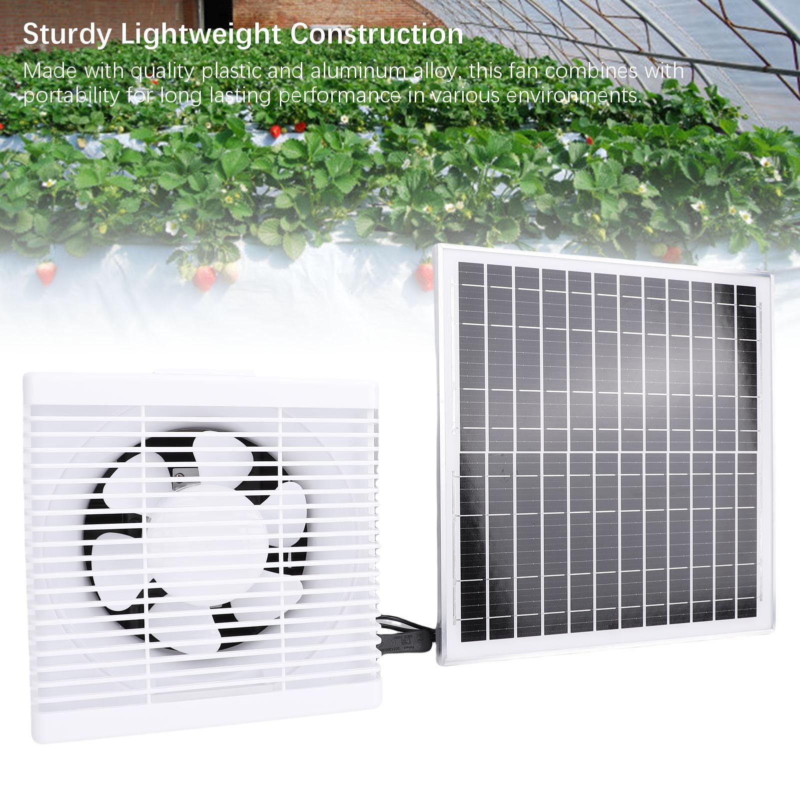 Focket Extractor de Energía Solar, Panel Solar de 20 W IP67, Protector de Malla Metálica Impermeable, Ventilador de Panel para Gallinero con de 20 W para Gallineros, ático, Invernaderos, Cobertizos