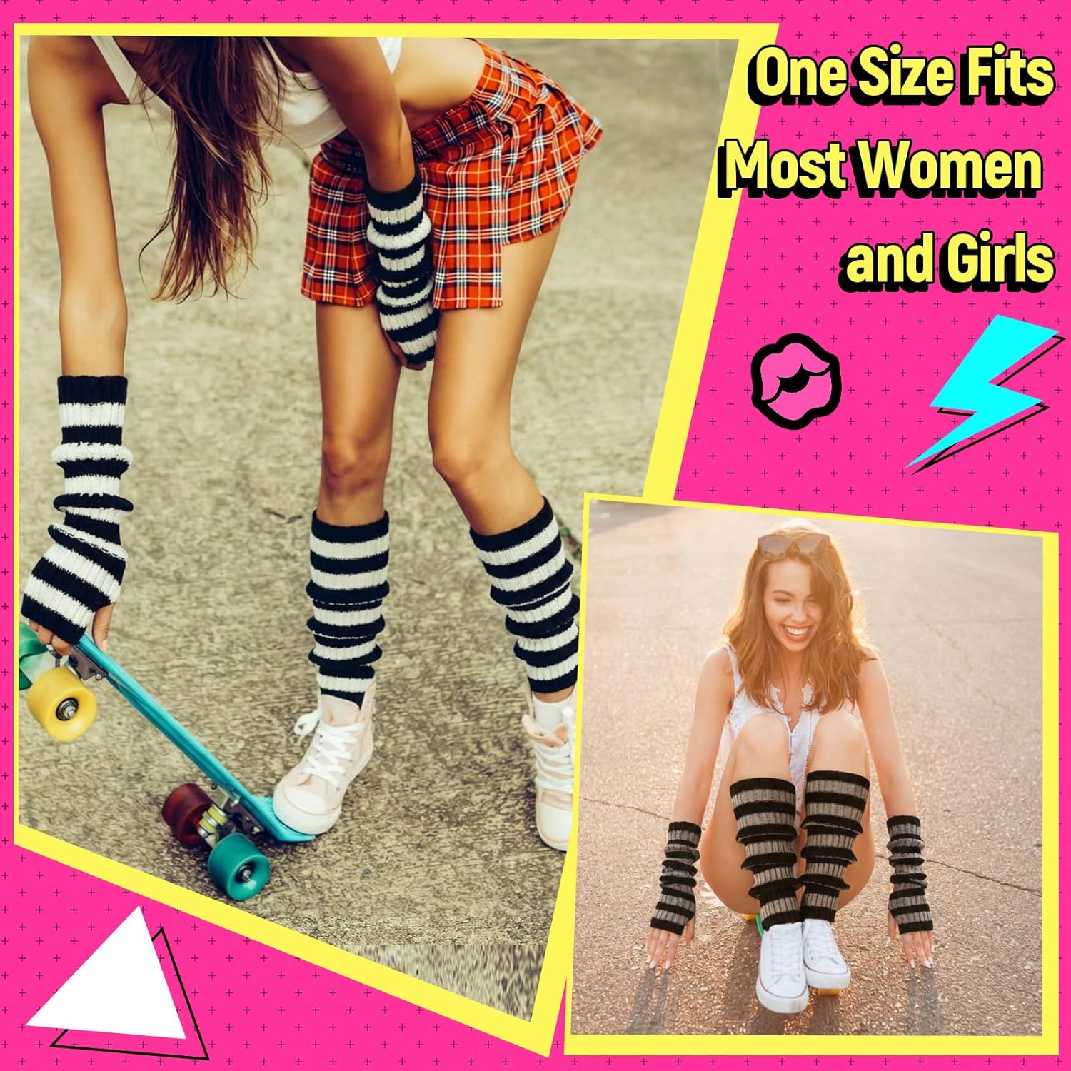 6 Pairs Kawaii Arm and Leg Warmers Y2k Japanese Style Accessories School Lolita Cute Costume for Girls Women - Image 5