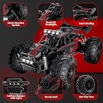 Carox Remote Control Car, 2.4GHz 25KM/H High Speed RC Car, 1:18 Off-Road Monster Truck with LED Lights a – for Boys 6+ (RED)