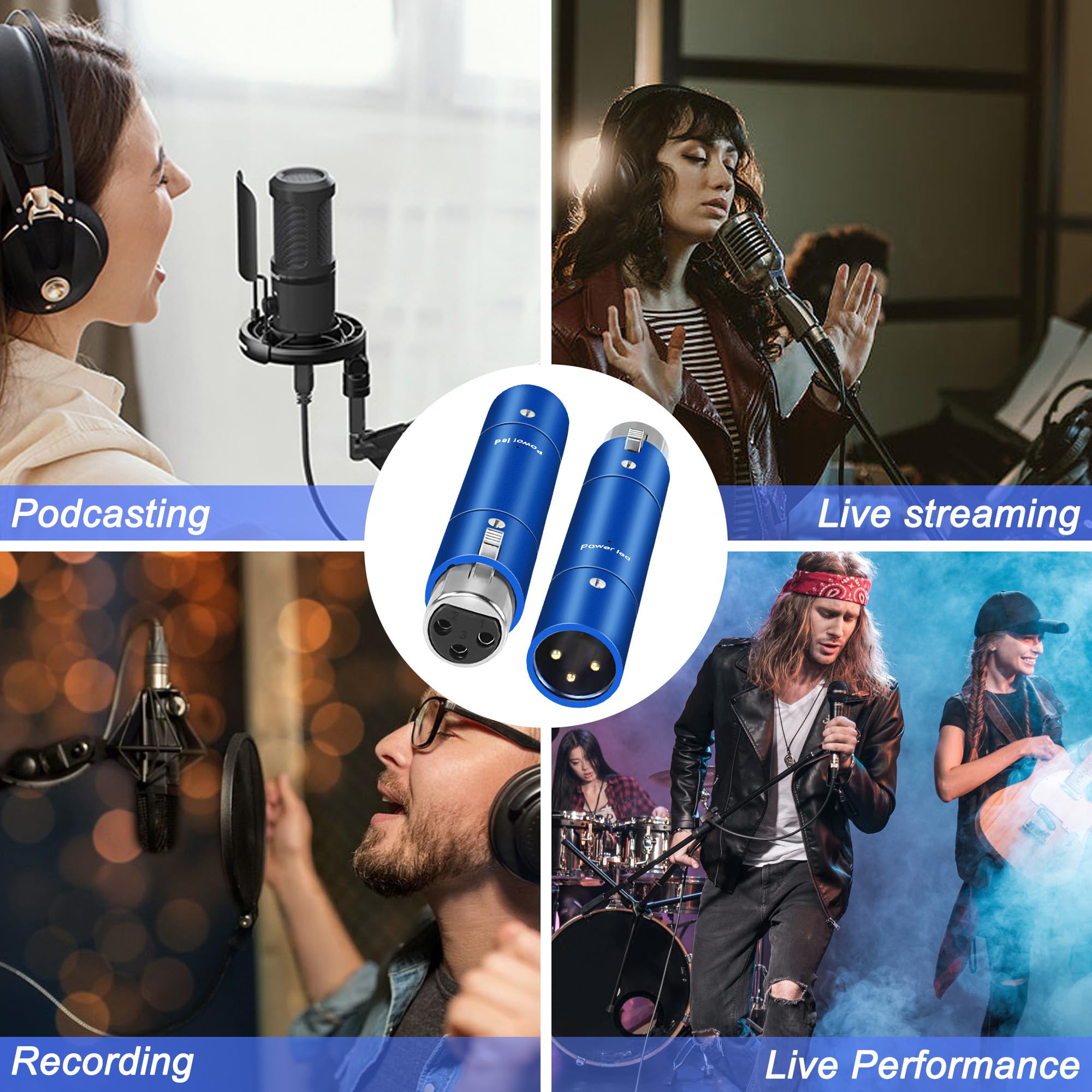 XMSJSIY Microfono Pream Mic Booster Preamplificatore Ultra-Clean Gain per Microfono Dinamico Attivo Inline fino a +28dB di Guadagno Professionale XLR per Registrazione in Studio di Trasmissione
