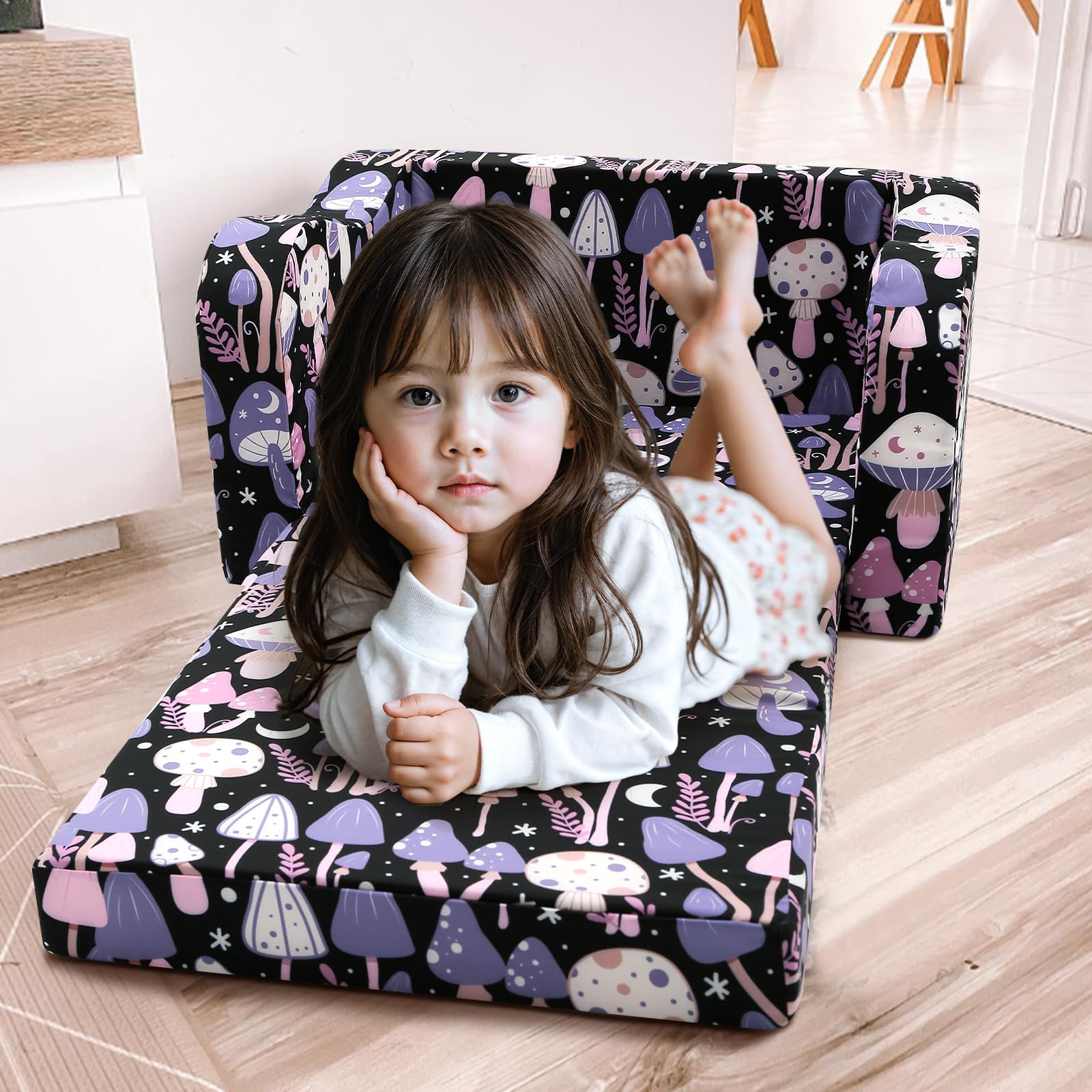 MeMoreCool Kids Couch Sofa, Foldable Comfy Toddler Chair for Toddlers 1-3, Fold Out Couch 2-in-1 Sofa Bed - Image 2