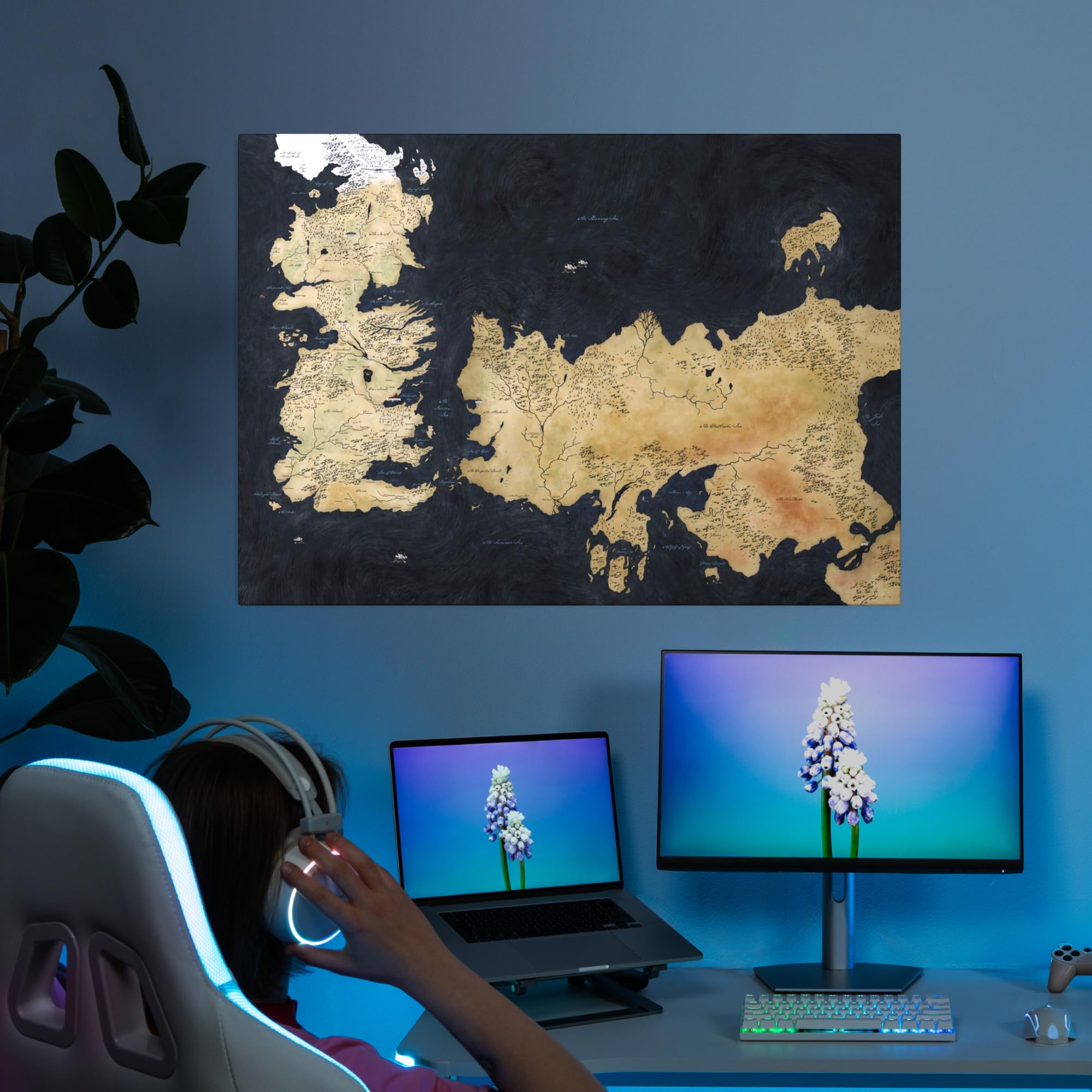 Displate Offiziell Game of Thrones MetallPoster Magnetische Befestigung Inklusive Lizenziert Bilder Hochwertiges Poster Various - Westeros Map 67.5 cm x 48 cm