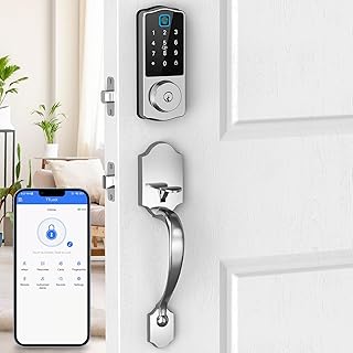 KPP Front Door Lock Set, Keyless Entry Door Lock Deadbolt with Handle Set, 8-in-1 Keypad Door Lock with Handle, Fingerprint Door Lock, Keyless Entry Door Lock with Handle, Smart Locks for Front Door