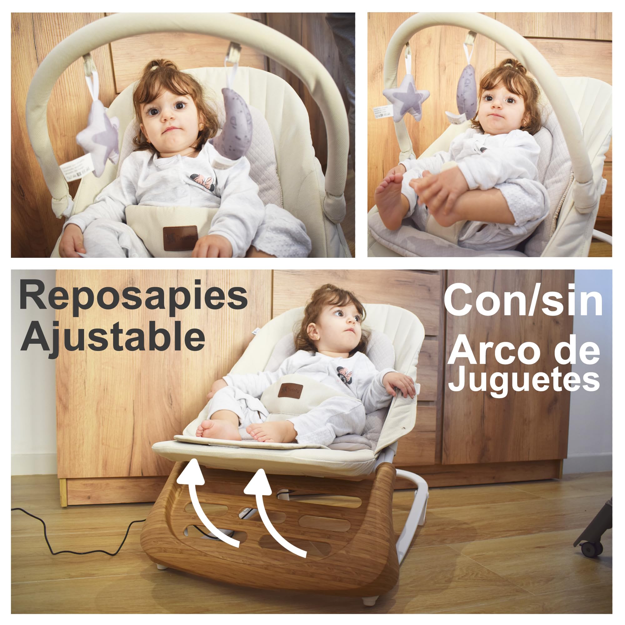 Twinly – Hamaca Bebé Evolutiva CUDDLY con Detección de Llanto y Vibración Automática | Columpio y Mecedora Ergonómica Plegable, Balanceo Recién Nacido 0+ m hasta 18 kg