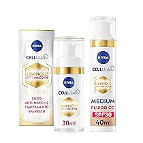 NIVEA Luminous630 Routine, Cofanetto Set Skincare con Siero Viso Trattamento Avanzato 30 ml e Fluido CC Cream SPF 30 3-in-1 Medium 40 ml per la cura completa delle macchie – Kit Esclusiva Amazon