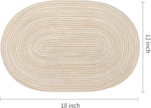 Miniatura 3 de AHHFSMEI Juego de 6 manteles individuales redondos trenzados para mesas de comedor, tejidos naturales, resistentes al calor, 15 pulgadas (beige)
