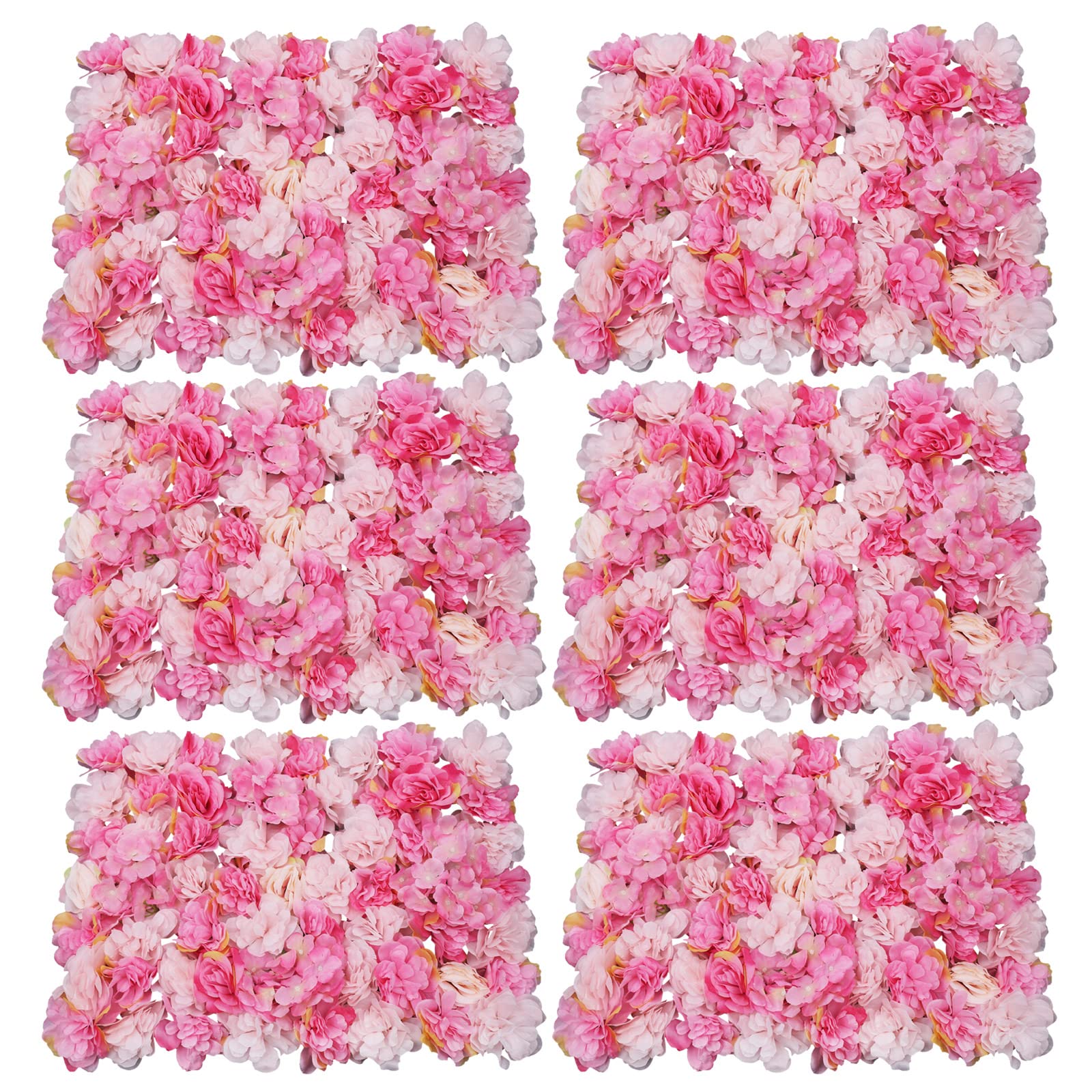 6 Stück Künstliche Blumenwand Rosenwand, Hochzeit Straße Hintergrund Kunstblumen Panel DIY, für Hochzeit Party Heimdekoration Gärten Wohnzimmern, Balkonen, Hintergründen Hochzeitsfotos , 40 x 60 cm