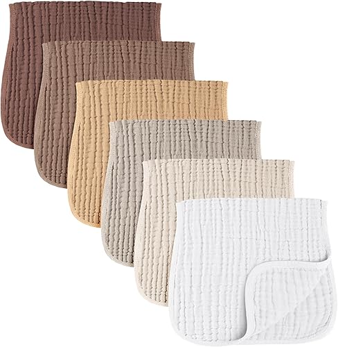 Konssy Juego de paños de muselina para bebé, unisex, paquete de 6 unidades, grandes, 100% algodón, ropa para eructos para recién nacidos, bebés