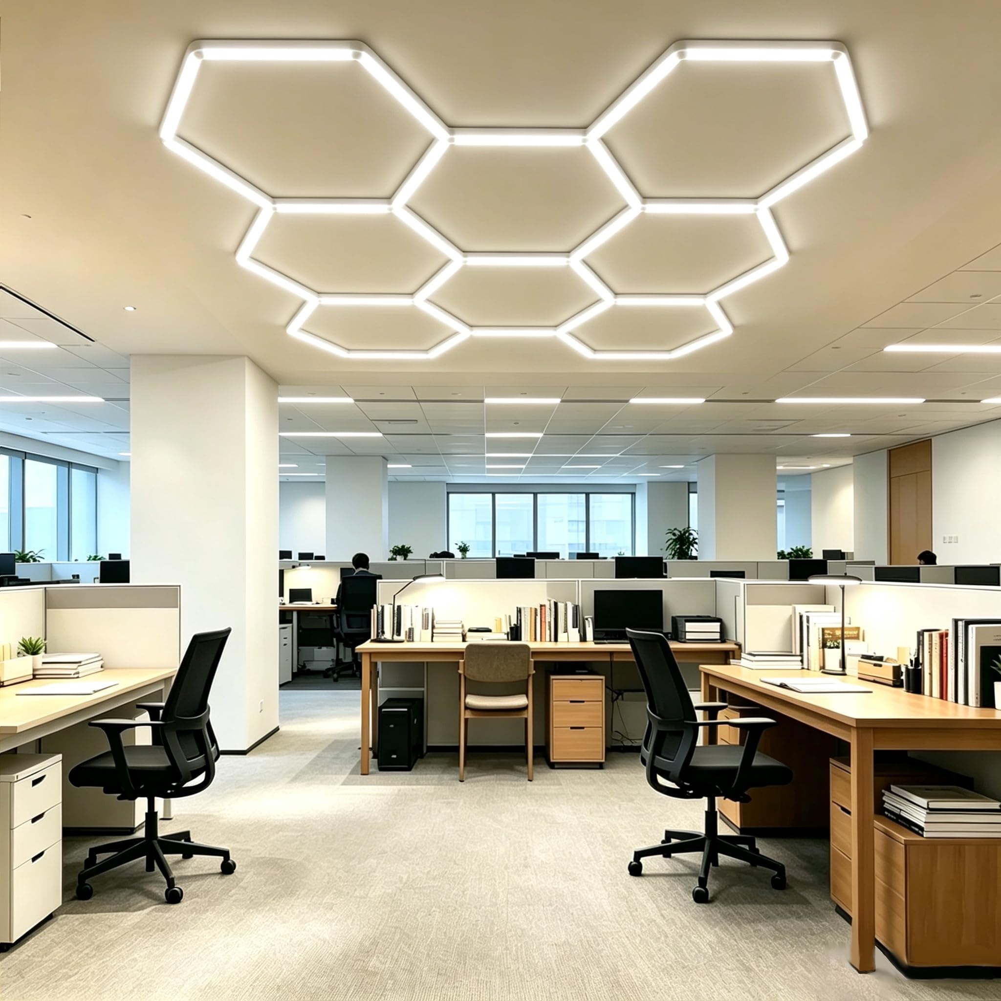 TYXQFKDM Hexagon Garage LED Light,520W 6500K Super Bright Garage Detailing Lights,Upgraded Honeycomb Light for Garage, Shop, Basement, Barber, Homegym (8-Hole)