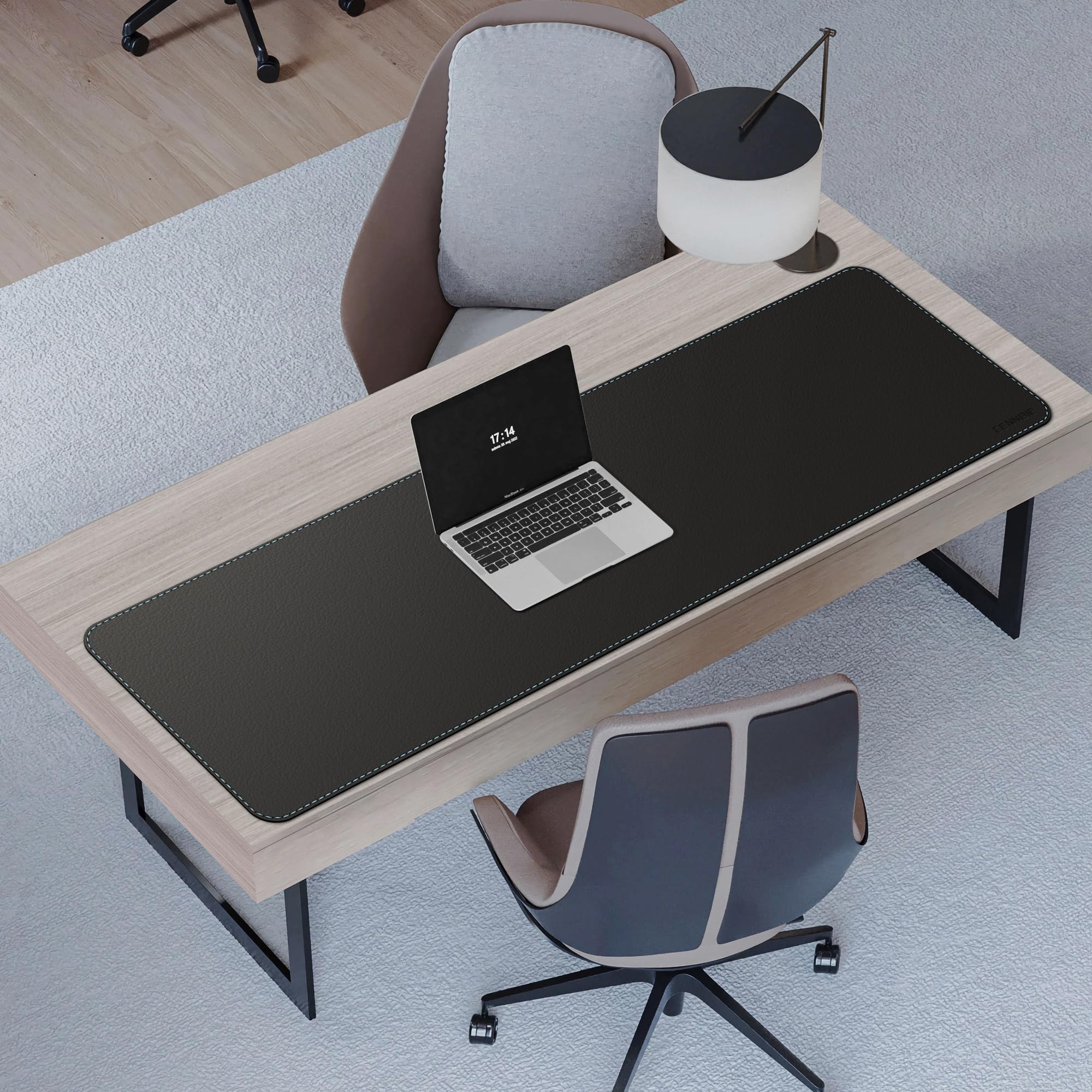 Bureauonderlegger Voor Kantoor - Luxe Suède En Lederen Antislip Mat Voor Muis En Toetsenbord Waterdicht Groot Zwart