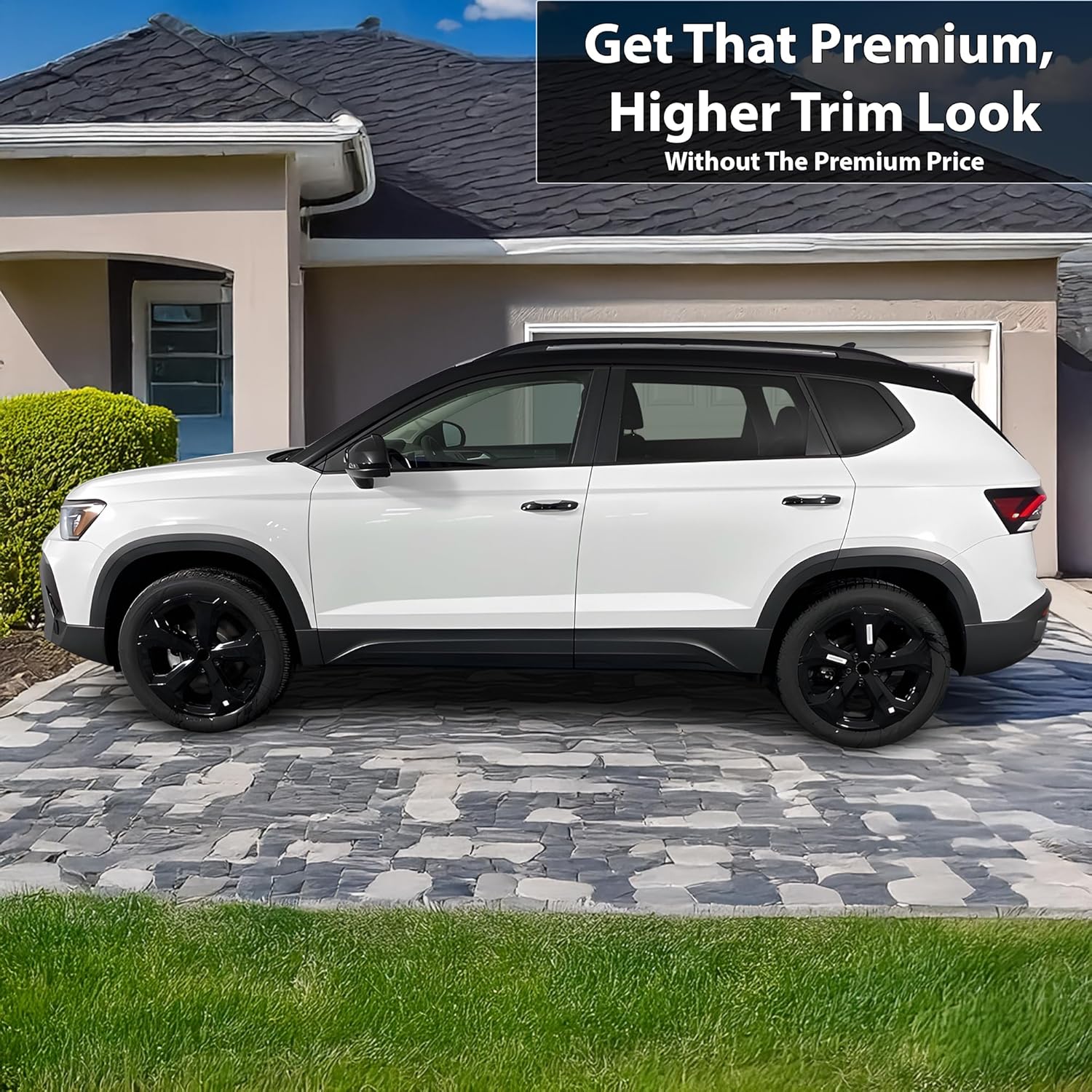 BOGAR TECH DESIGNS for Volkswagen Taos 2022-2026 Side Window Chrome Delete – Precut Vinyl Trim Overlay, Gloss Black Blackout Appearance