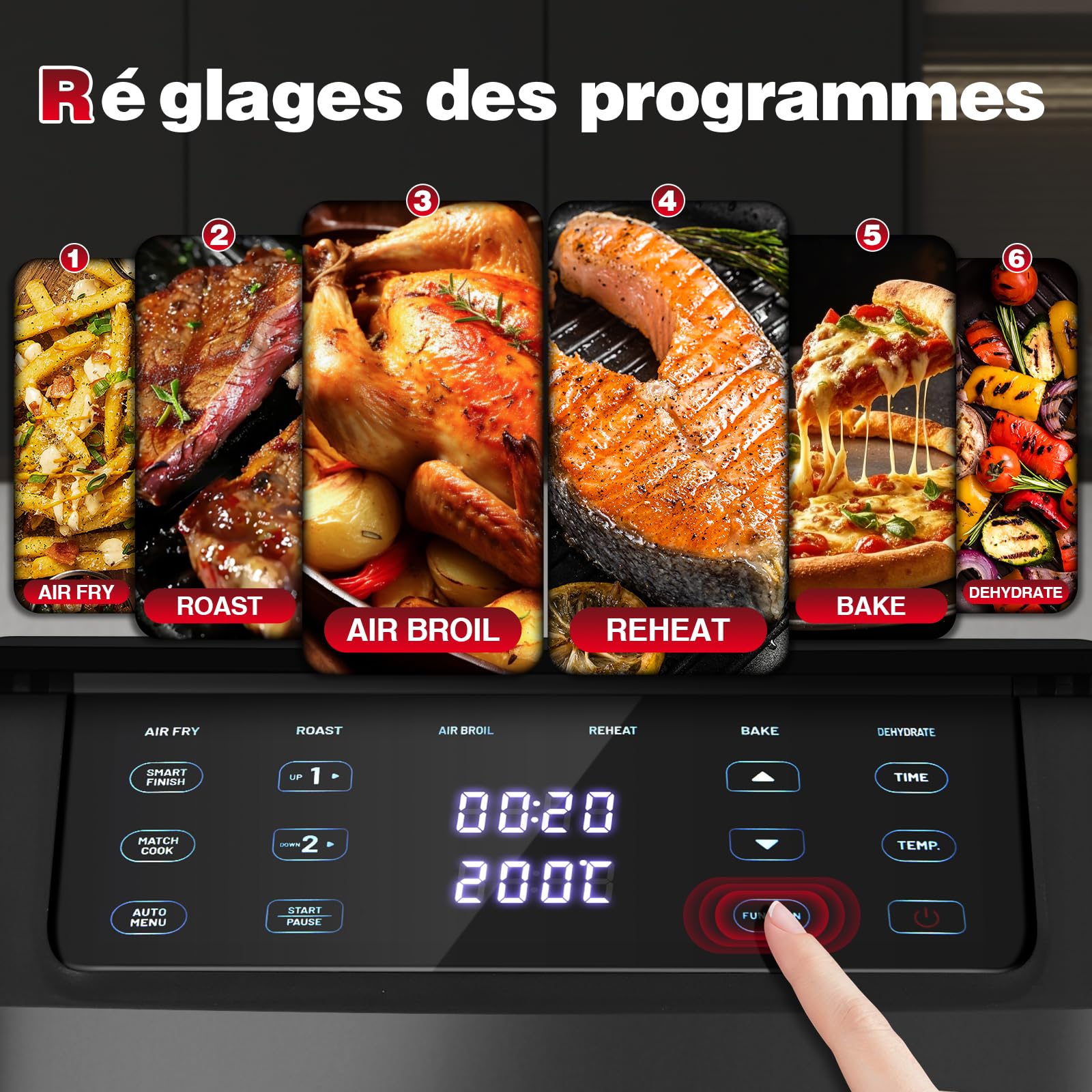 TopStrong Air Fryer XXL 11L, Friteuse Sans Huile Double Compartiment Superposé, Air Fryer 2 Compartiments, 2500W, 6 Fonctions, 8 Recettes, Lavable au Lave-Vaisselle, Économe en Énergie