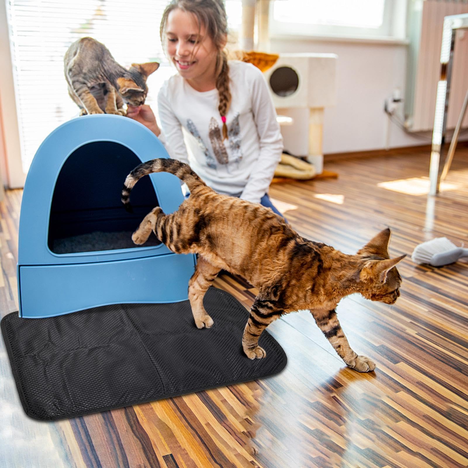 Alfombrilla Para Arenero De Gatos Doble Capa, Antideslizante Y Resistente Al Agua, 55x75 Cm - ¡Evita Que La Arena Se Esparza Por Casa!