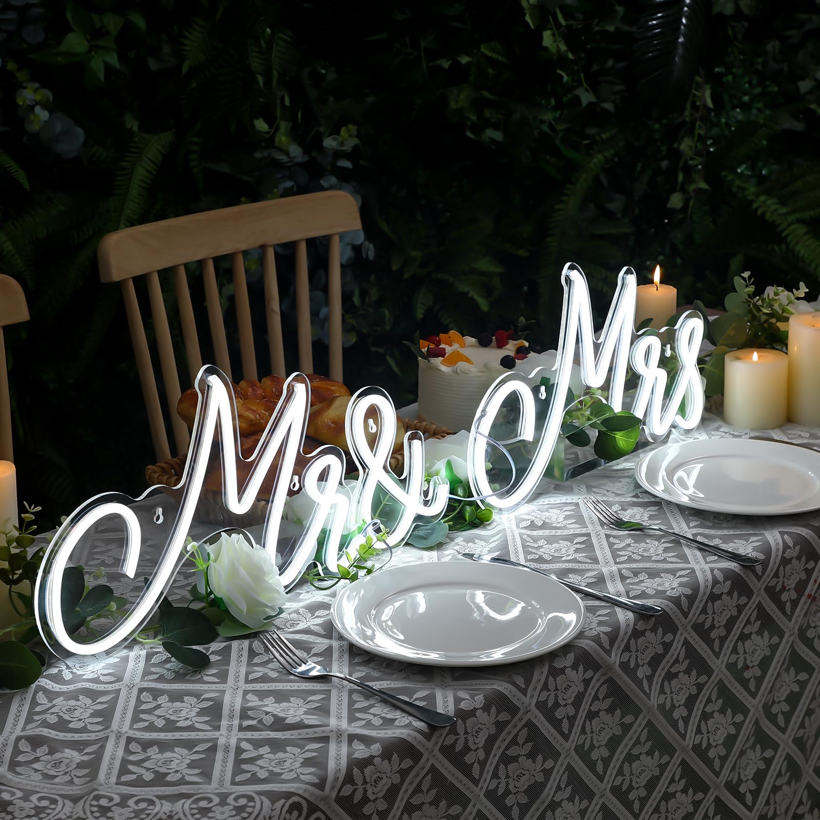 Letrero de neón para boda, luz de neón LED, telón de fondo para decoración de pared, letrero USB Mr and Mrs, decoración de recepción de boda, regalos para aniversario, banquete de compromiso