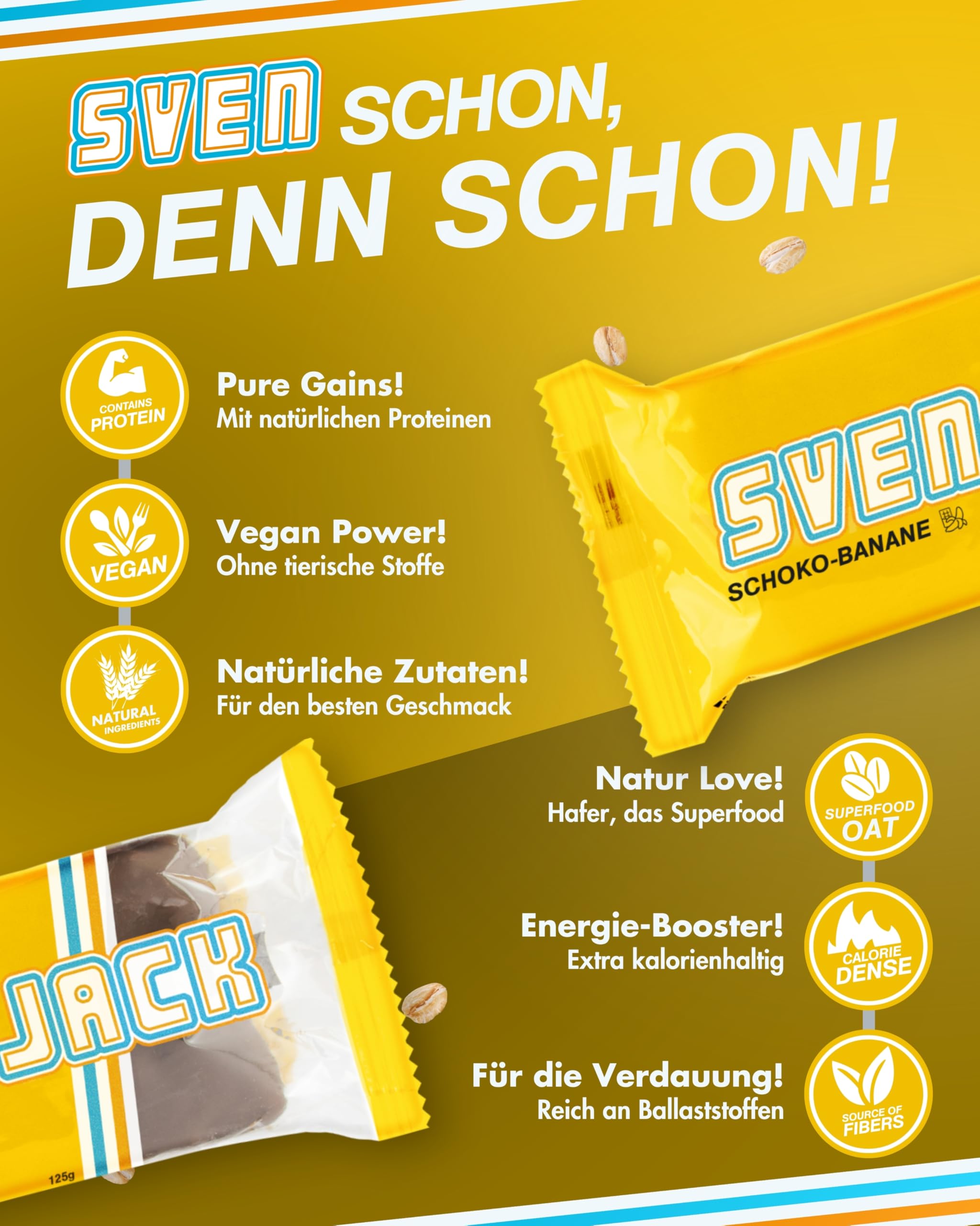 Sven Jack (Energy Cake) SCHOKO Haferriegel Mix Box 24x 125g I Original Haferflocken Energieriegel I Vegane Haferriegel I Langkettige Kohlenhydrate & wenig Zucker I Fitness Riegel I Müsliriegel
