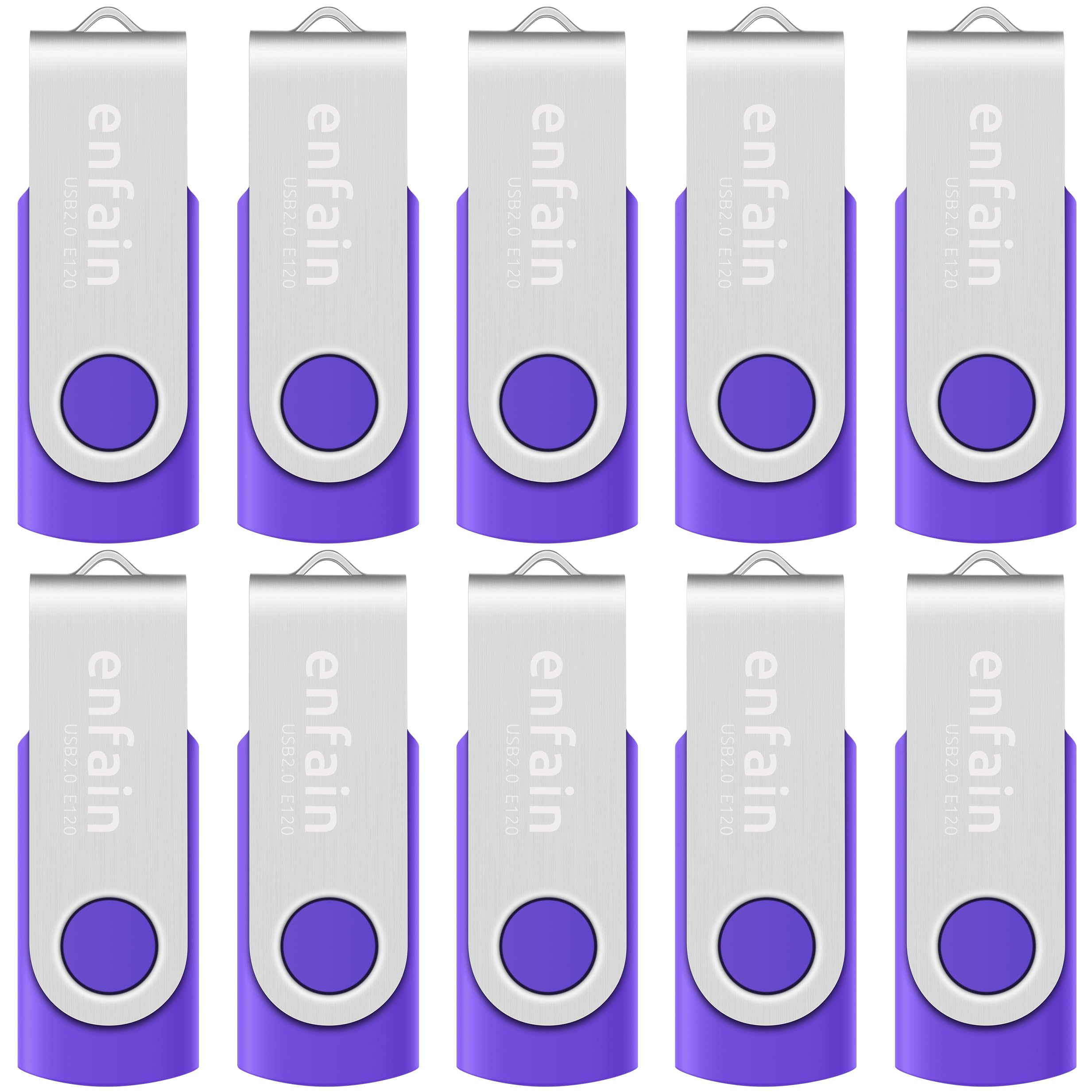 Enfain Purple Flash Drive 16GB USB Memory Stick Drives 10 Pack for Distributing, Sharing Data of Work and Life in a Special Color