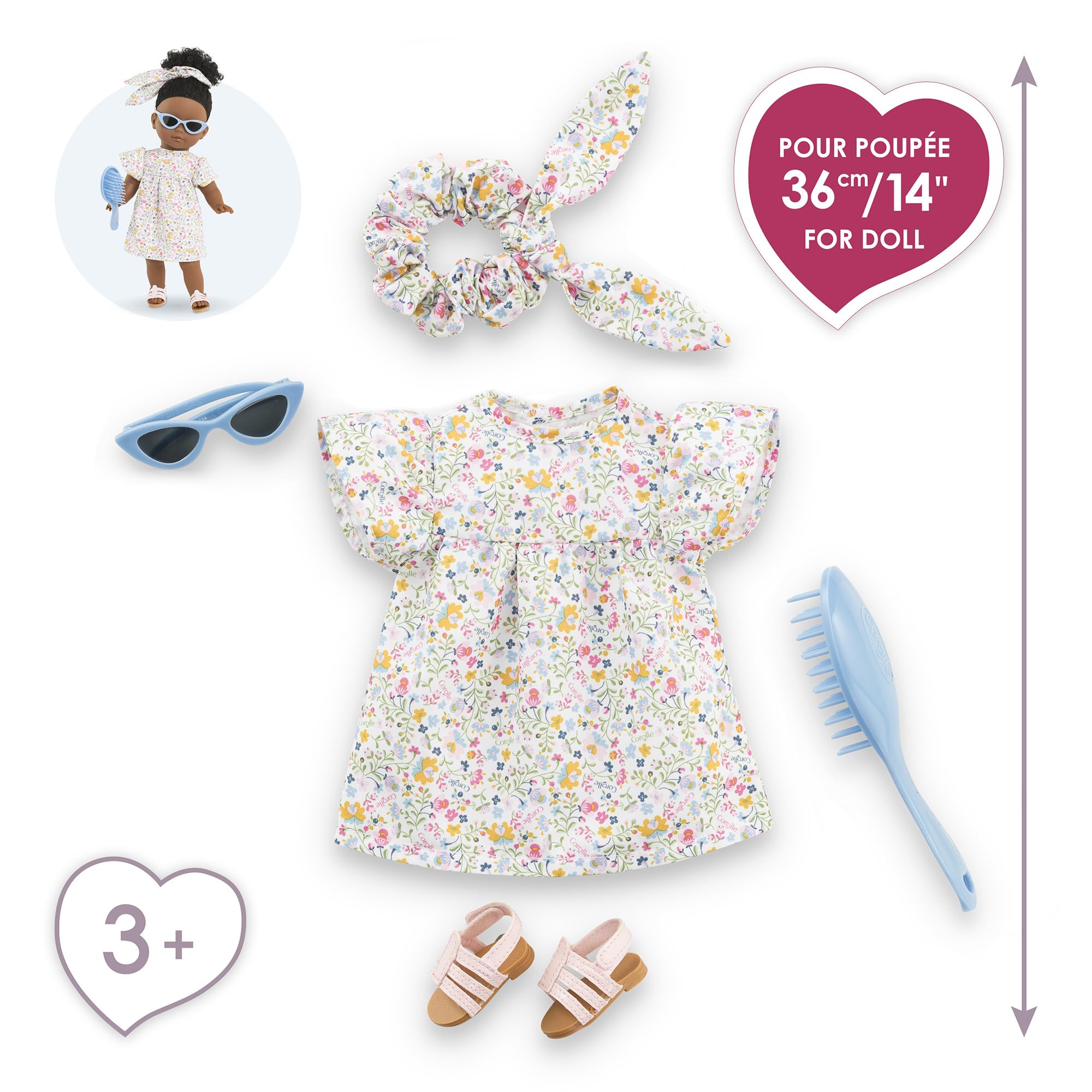 Estuche De Costura Y Accesorios Ma Corolle – Chaqueta Dorada, Botines, Diadema Y Cepillo Para Muñecas De 36 Cm, Ropa Fácil De Poner Y Quitar, A Partir De 3 Años