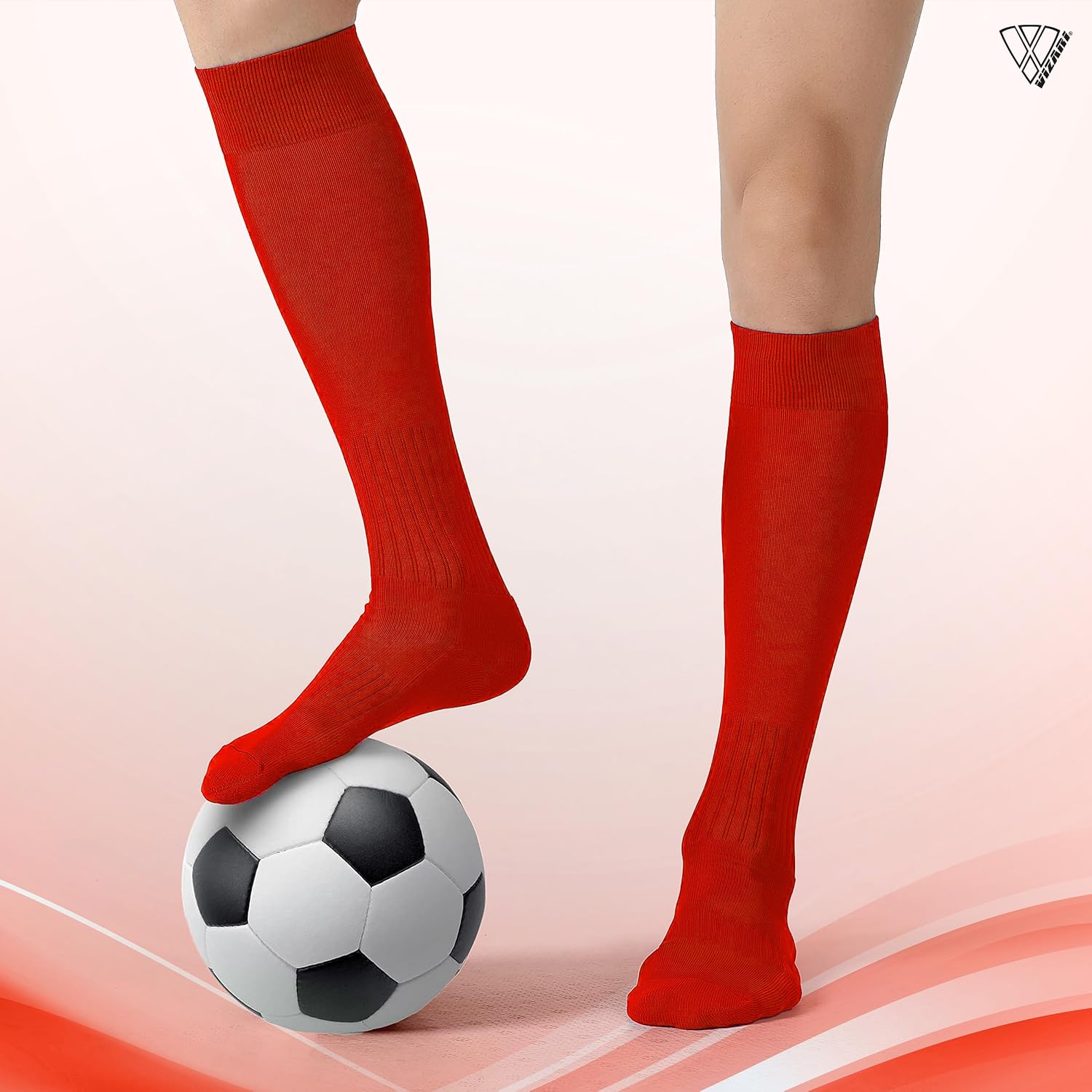 Vizari Soccer Tube Socks for Youth & Adult - Compression Socks with Cushioning Support for Football, Baseball, Rugby & Hockey