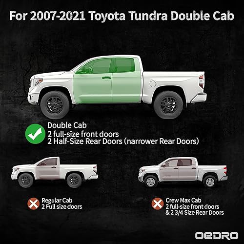 Miniatura 3 de OEDRO Estribos compatibles con Toyota Tundra 2007-2021 doble cabina (2 puertas traseras de tamaño medio), barra Nerf de acero con escalones