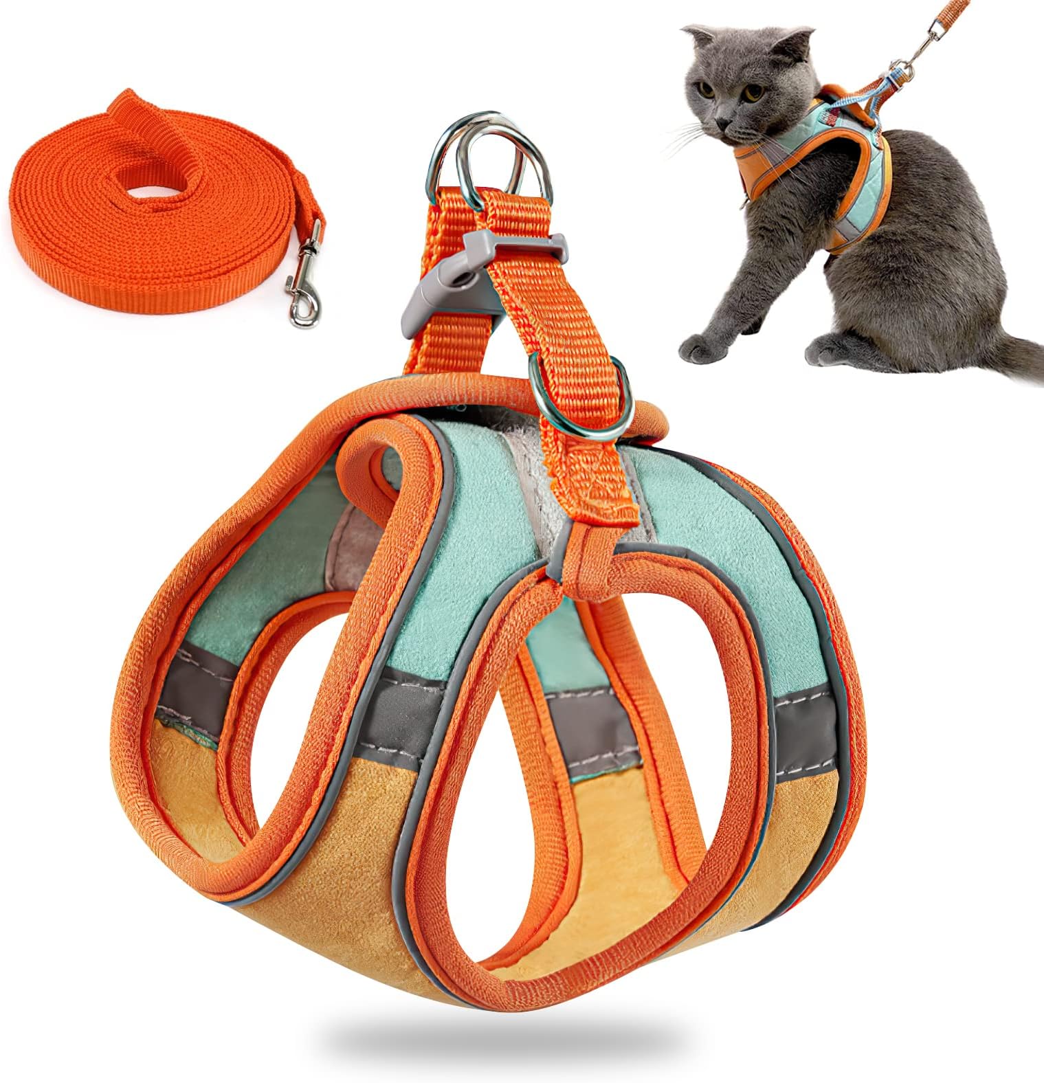 Cat Harness, Adjustable Vest Harness for Cat, Escape Proof Cat Vest