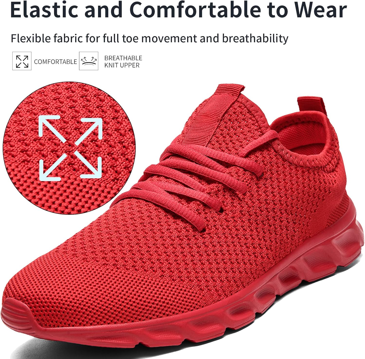 Linenghs Mens Running Shoes Tennis Gym Sneakers Casual Slip On Walking Lightweight Athletic Workout Breathable Fashion Sports Shoes 12 Red image 3 of 7 B0DSNXXZLR
